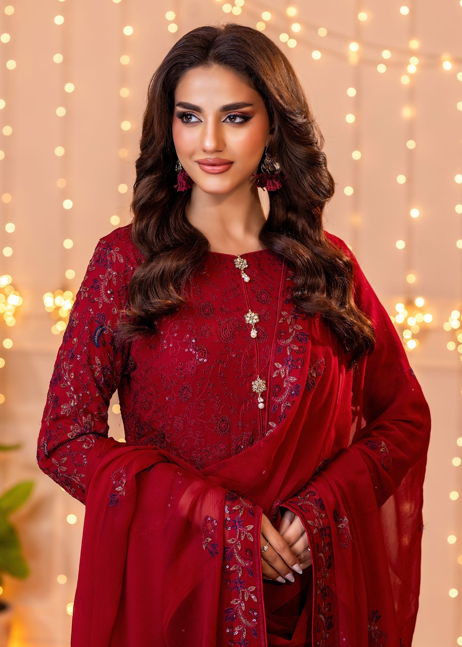 Ayesha Closet Dilaara Maroon Women 3pcs