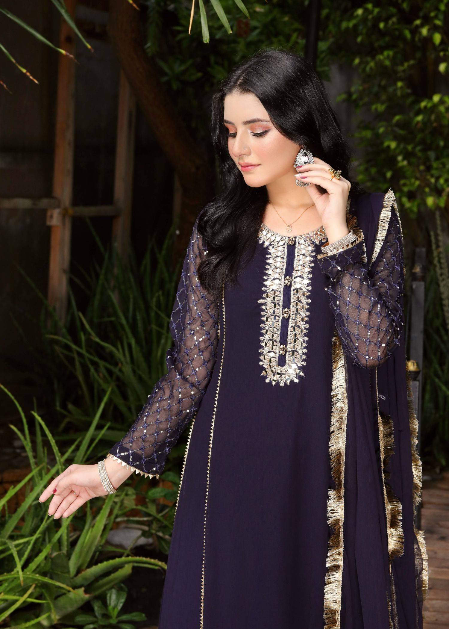 Manahils MAXI 123 MELANIE NAVY BLUE Women 3pcs