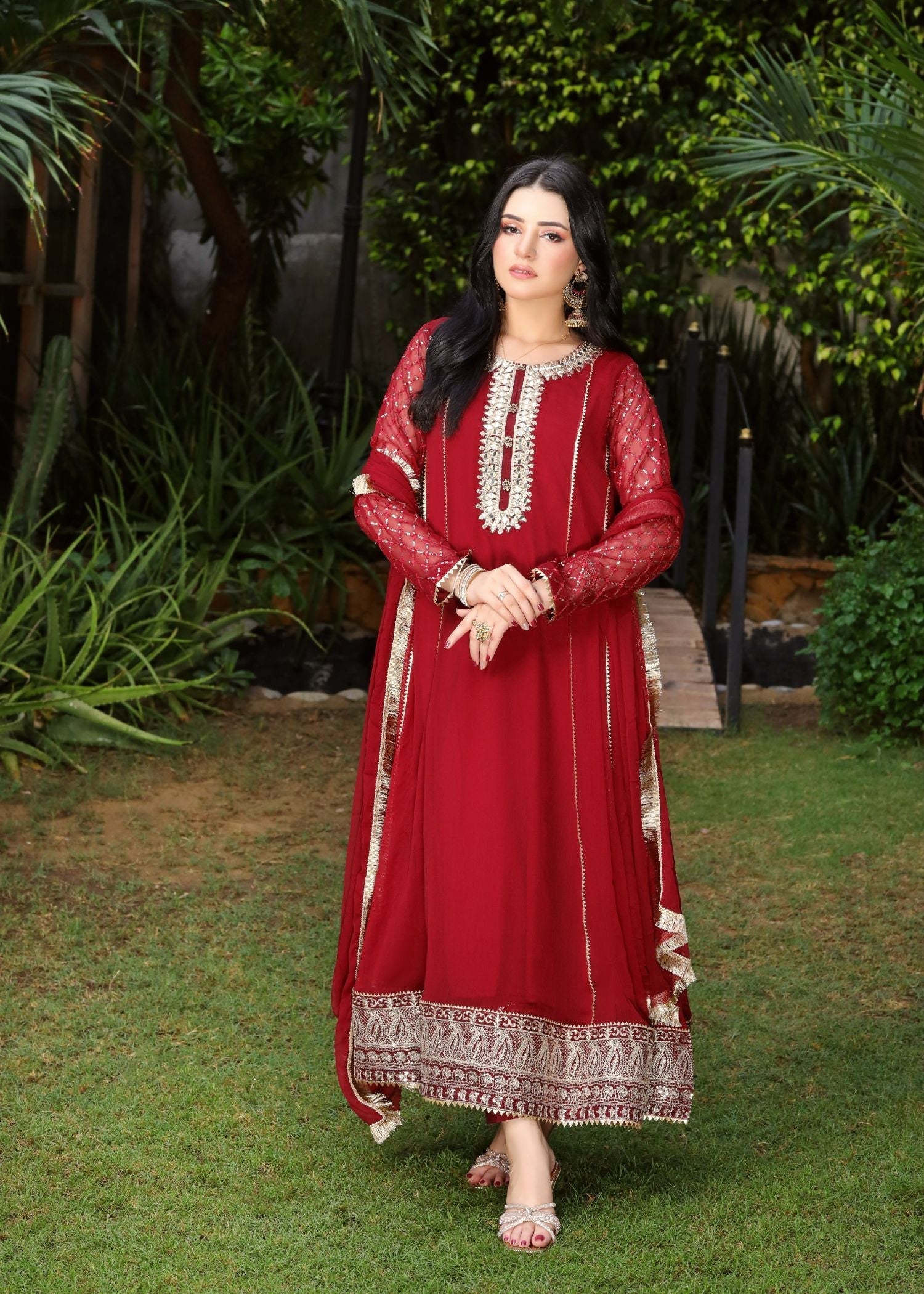 Manahils KURTI 123 MEHROON Women 3pcs