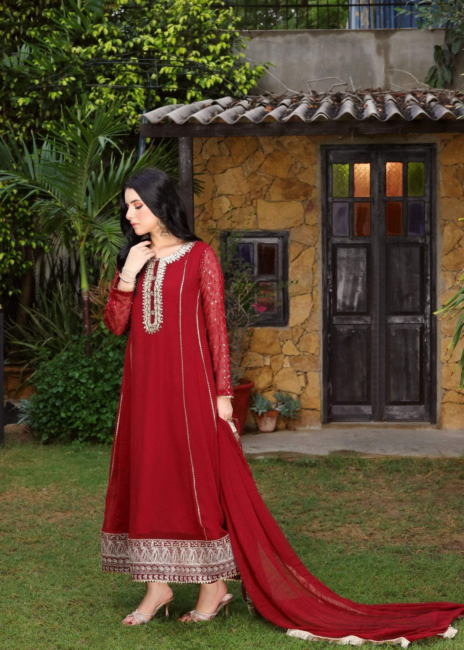 Manahils KURTI 123 MEHROON Women 3pcs