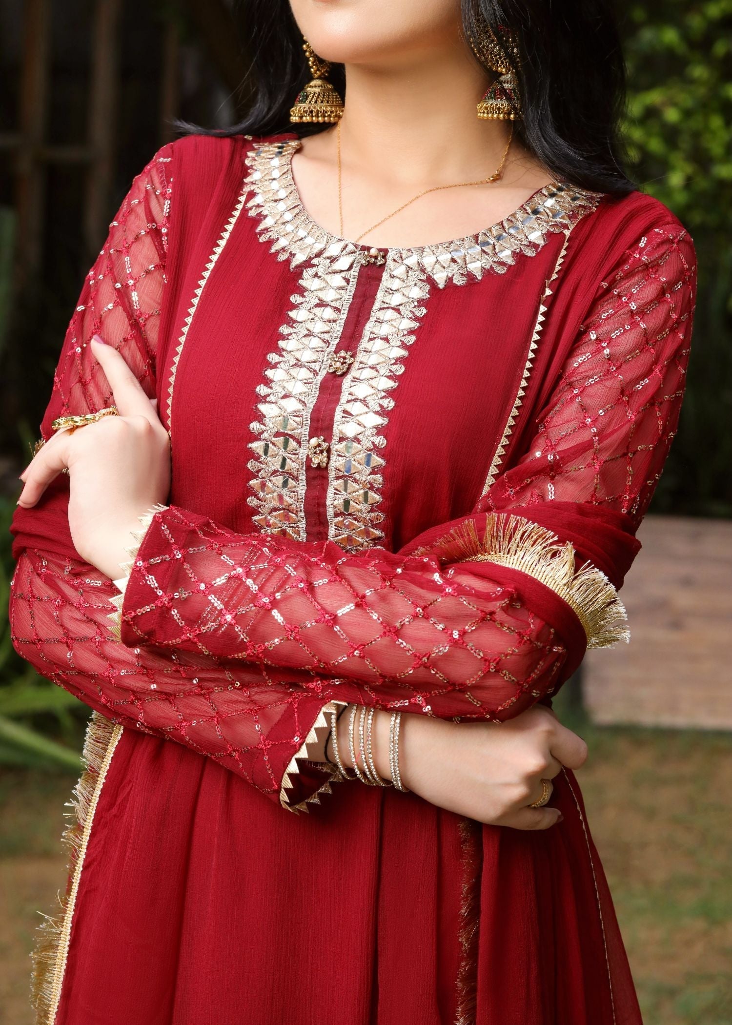 Manahils KURTI 123 MEHROON Women 3pcs