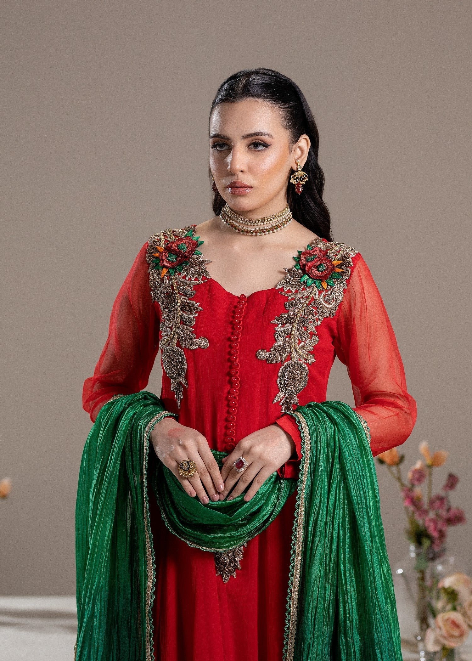 Khuda Baksh Creations M 110 Red Women 4pcs