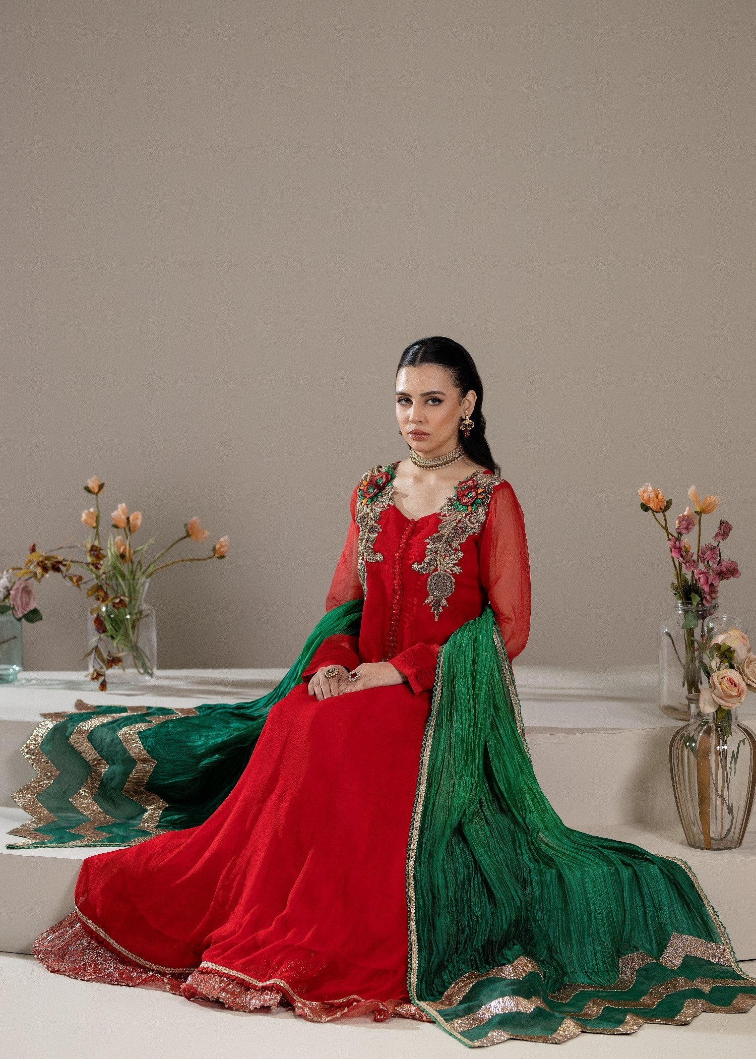 Khuda Baksh Creations M 110 Red Women 4pcs