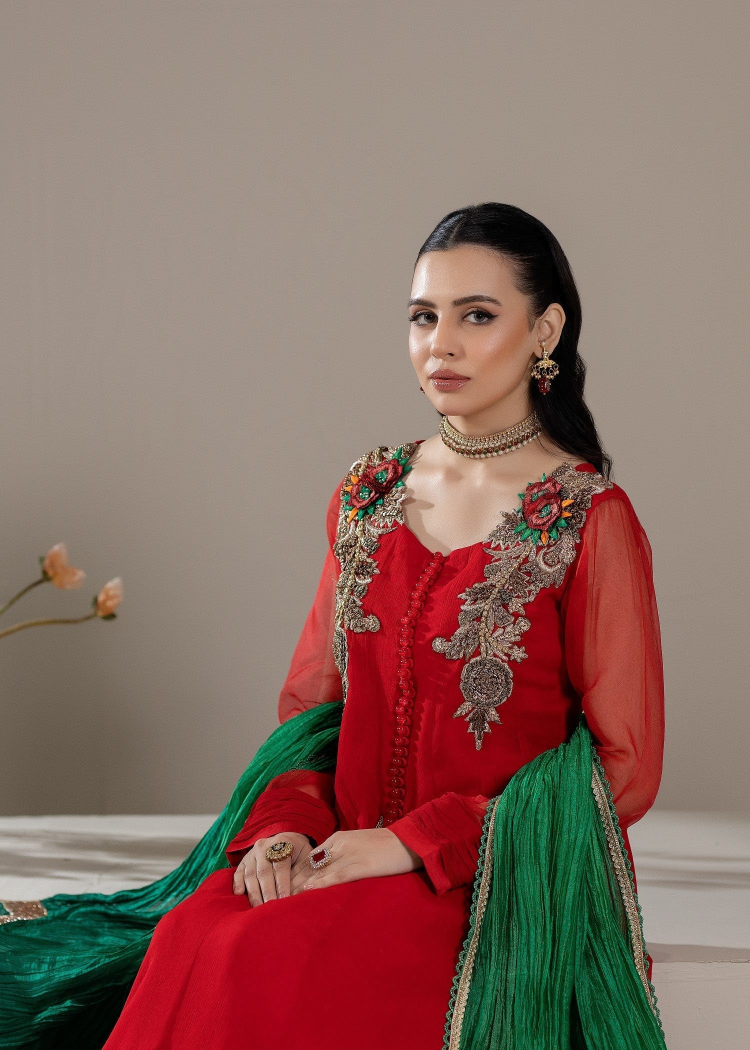 Khuda Baksh Creations M 110 Red Women 4pcs