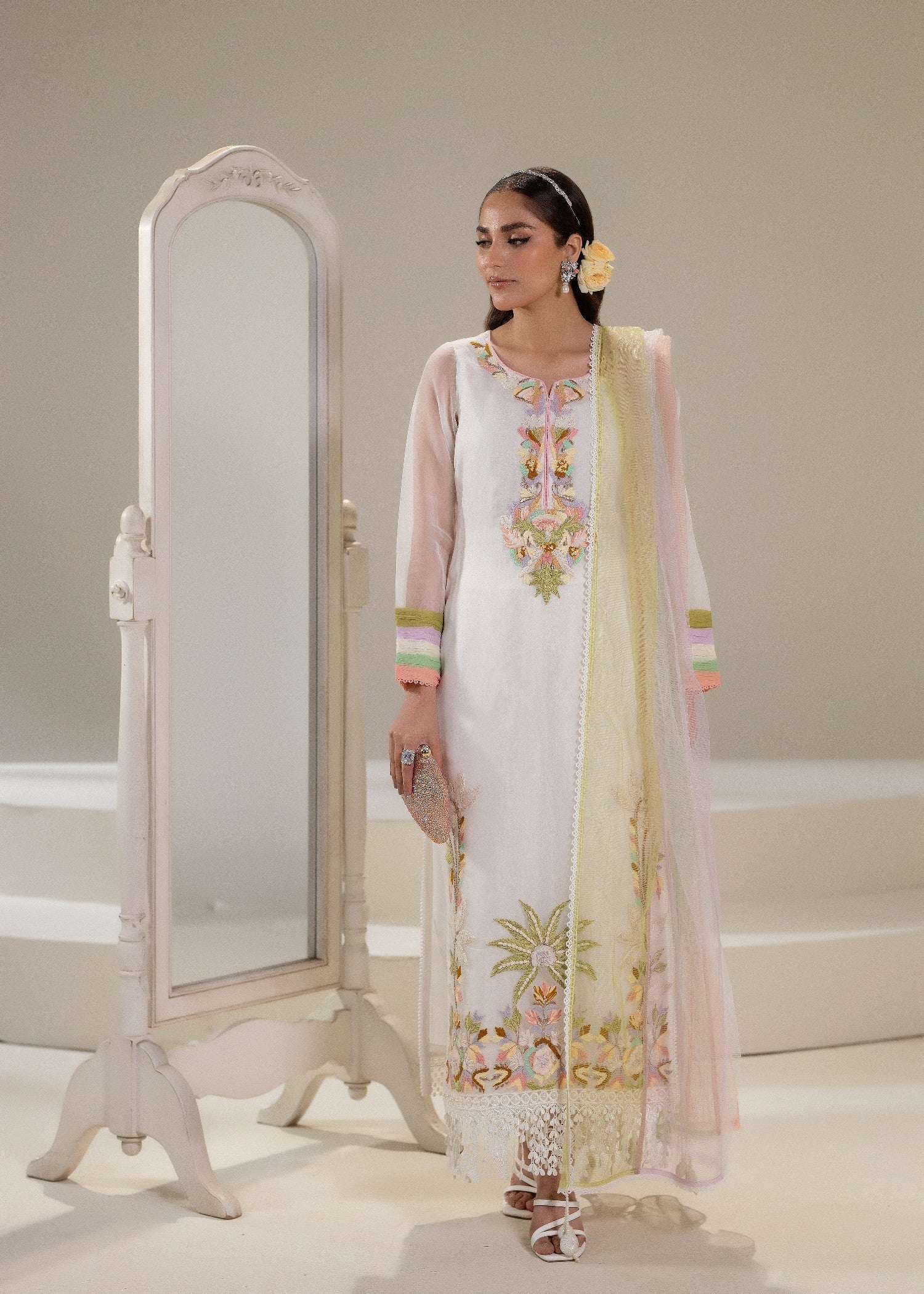 Khuda Baksh Creations M 108 White Women 4pcs