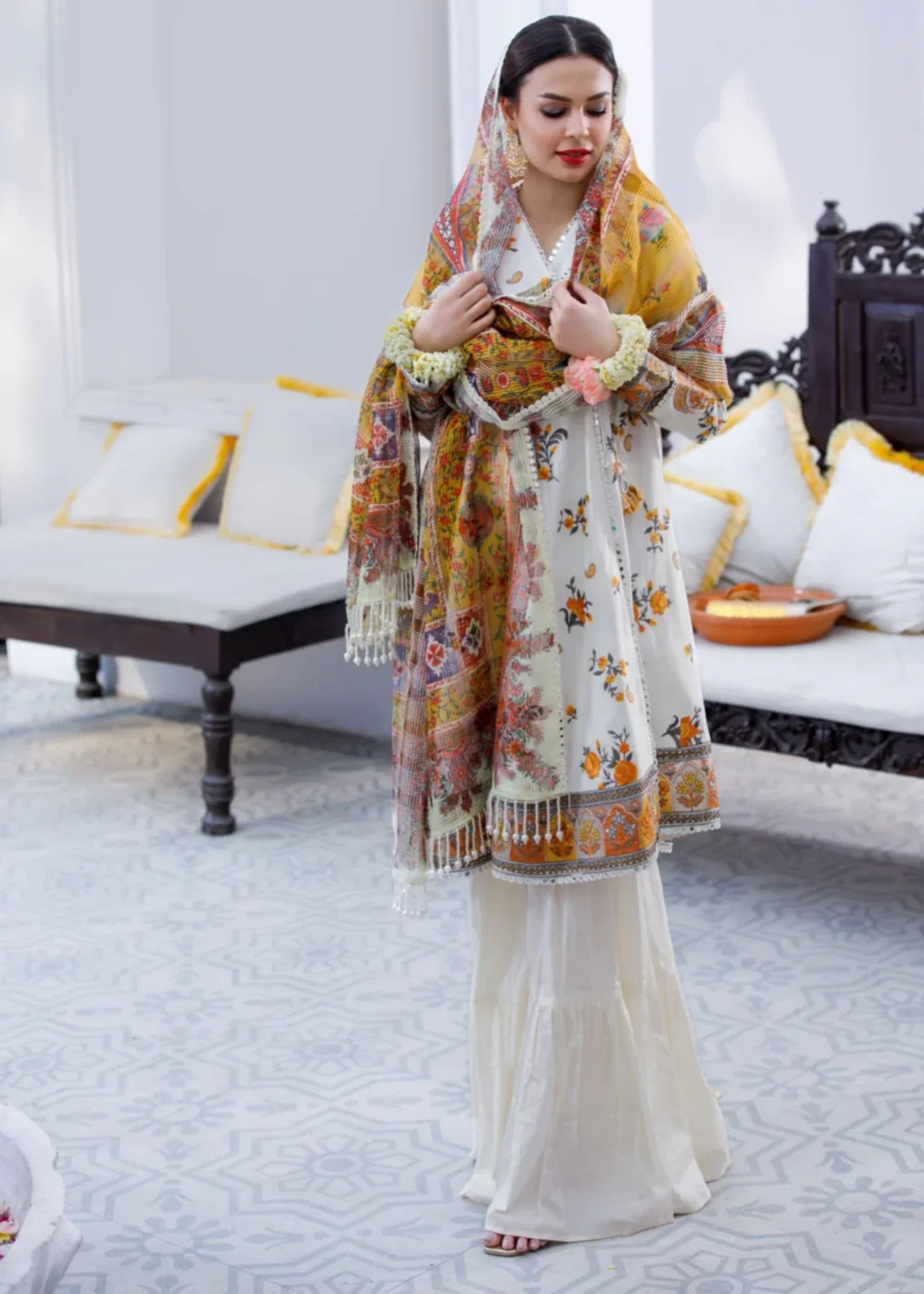 Mehryam Collection Mom Luxury Pret Off White Women 3pcs