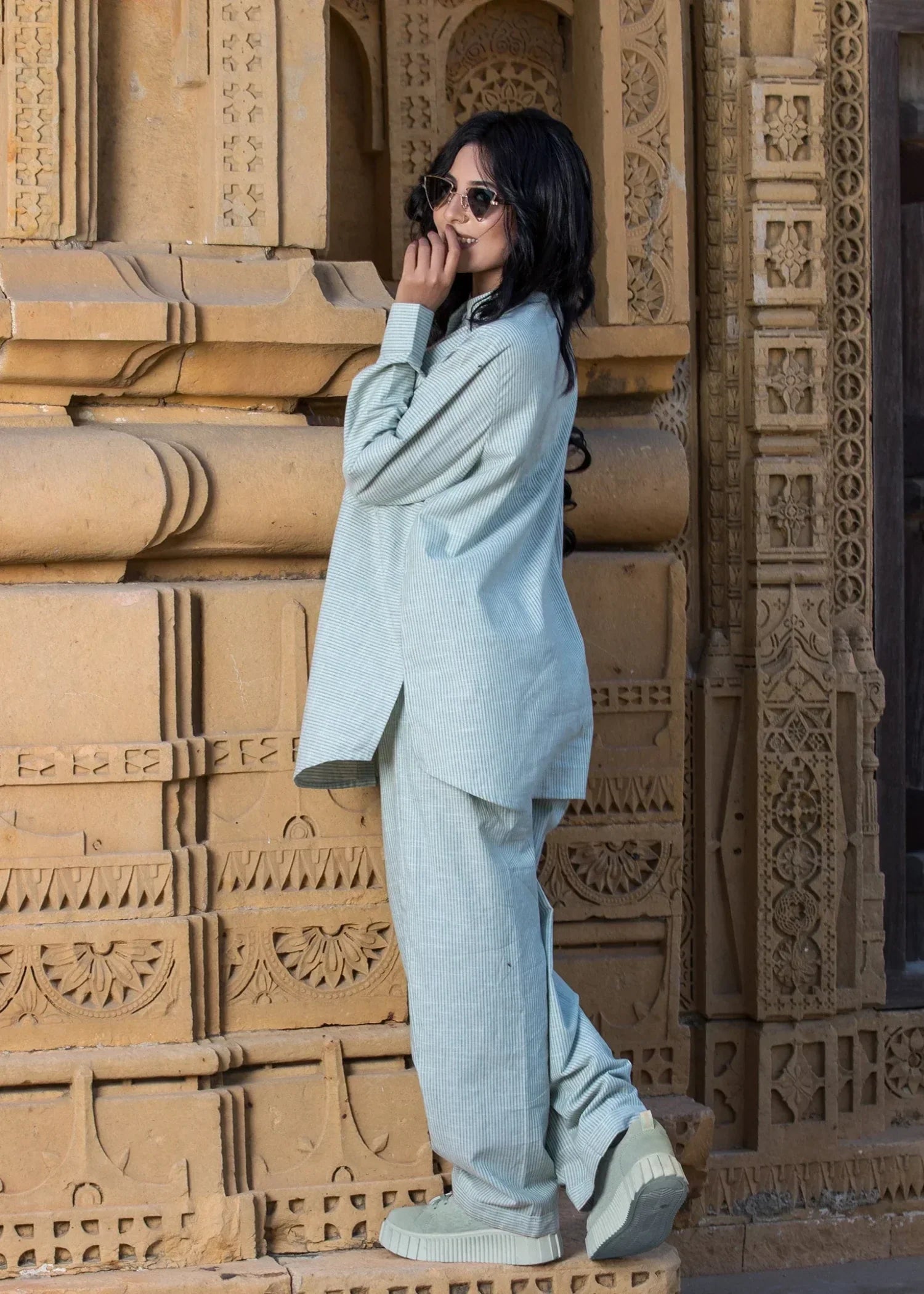 Urban Cut Stitched Co Ord Set Ice Blue Women 2pcs