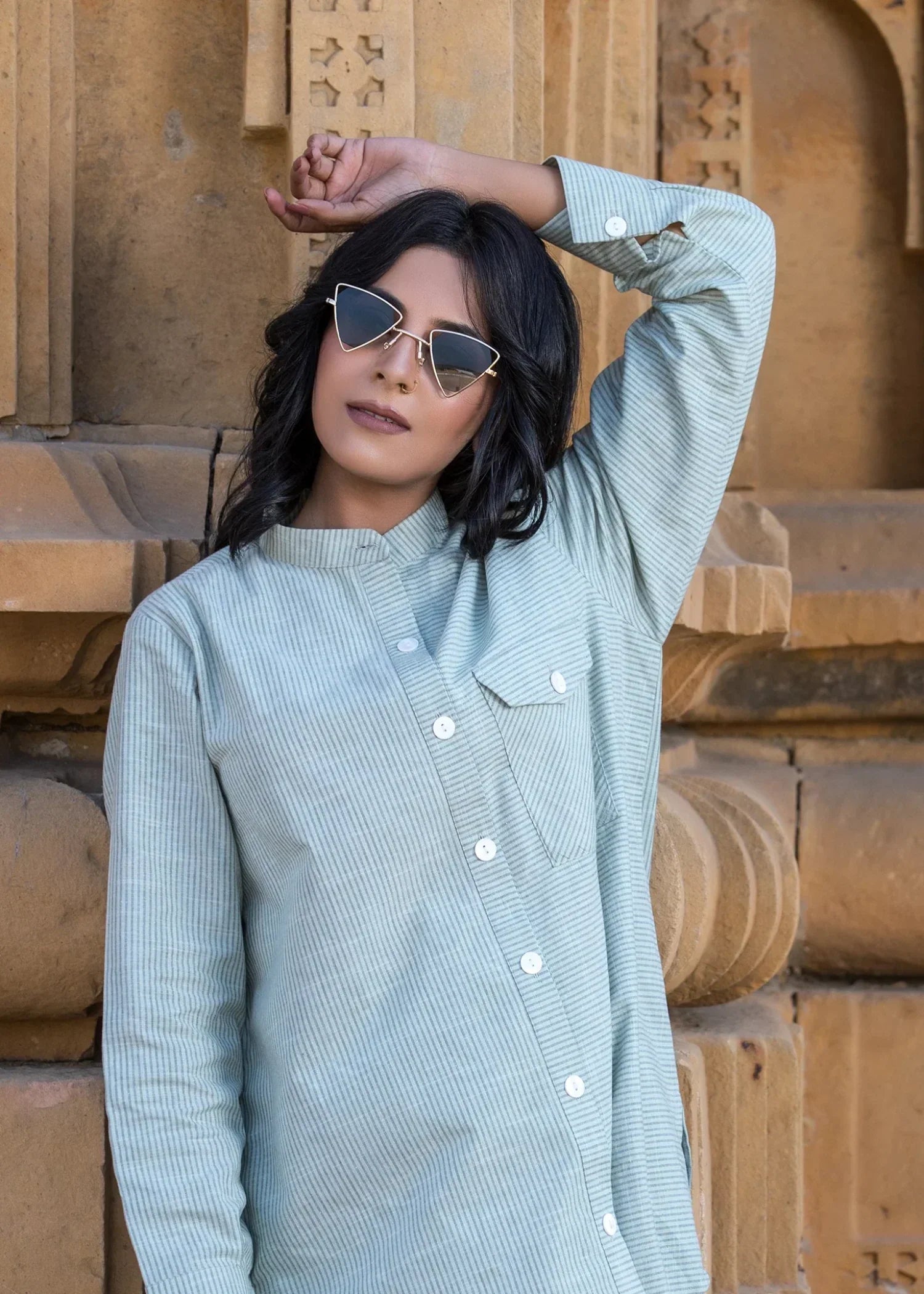 Urban Cut Stitched Co Ord Set Ice Blue Women 2pcs