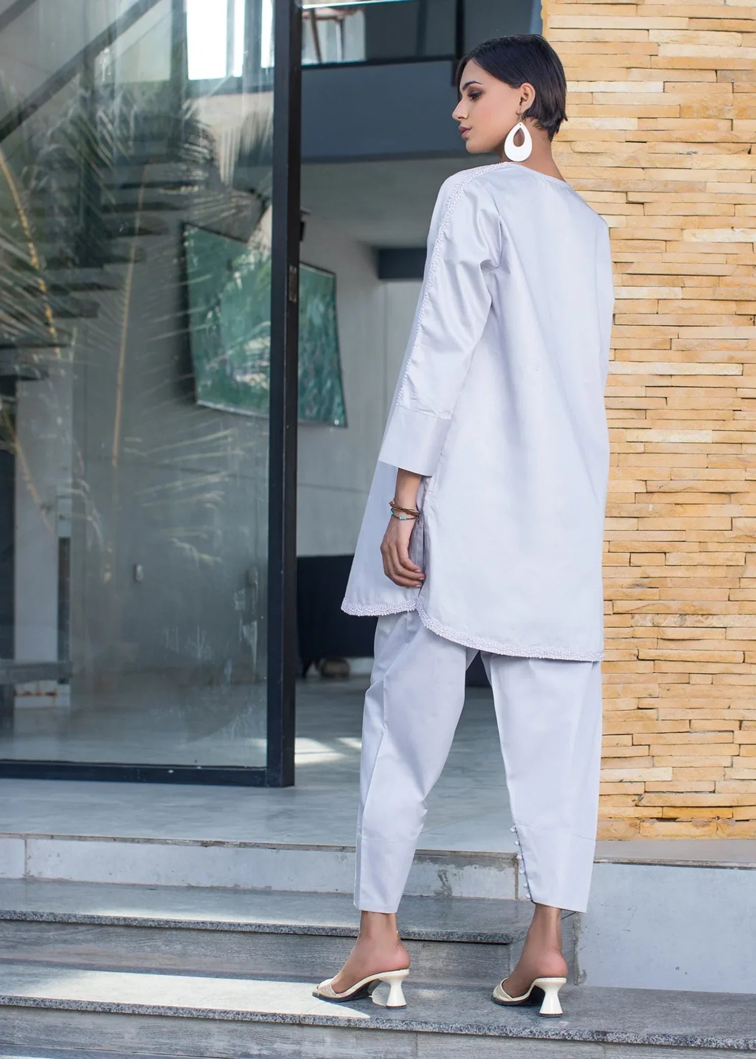 Urban Cut Cotton Satin Embellished Co Ord Set Women 2pcs