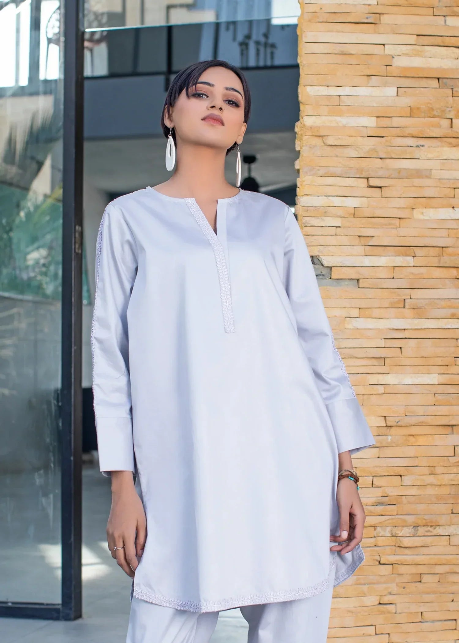 Urban Cut Cotton Satin Embellished Co Ord Set Women 2pcs