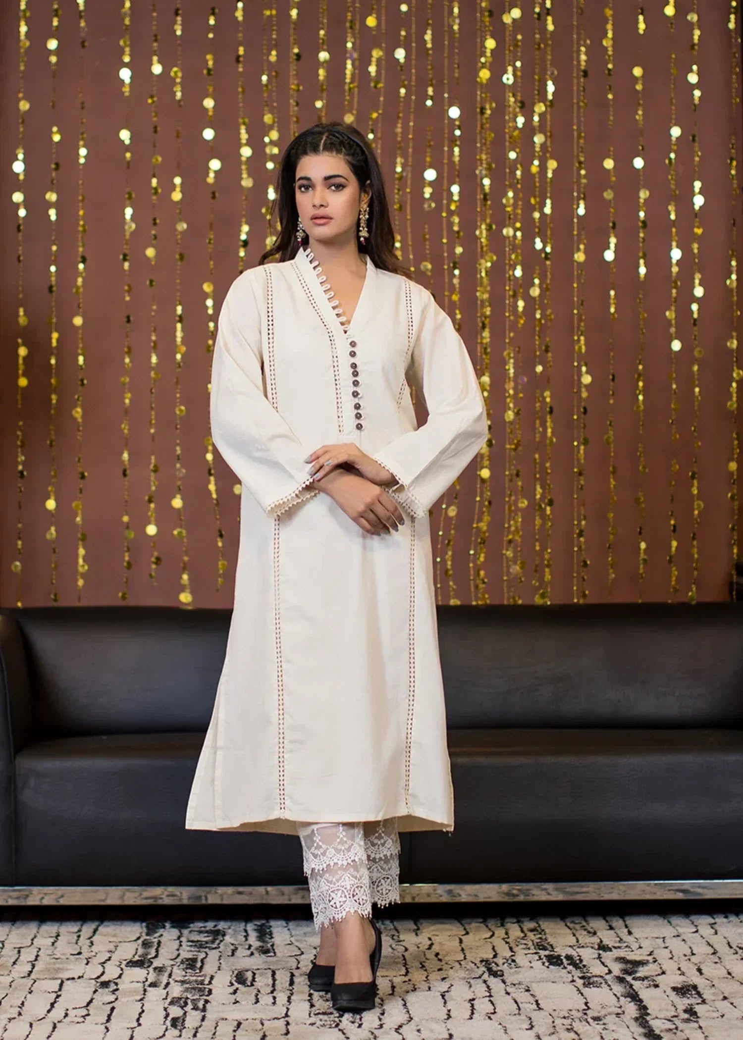 Urban Cut Cotton Embellished Kurta Women 1pcs