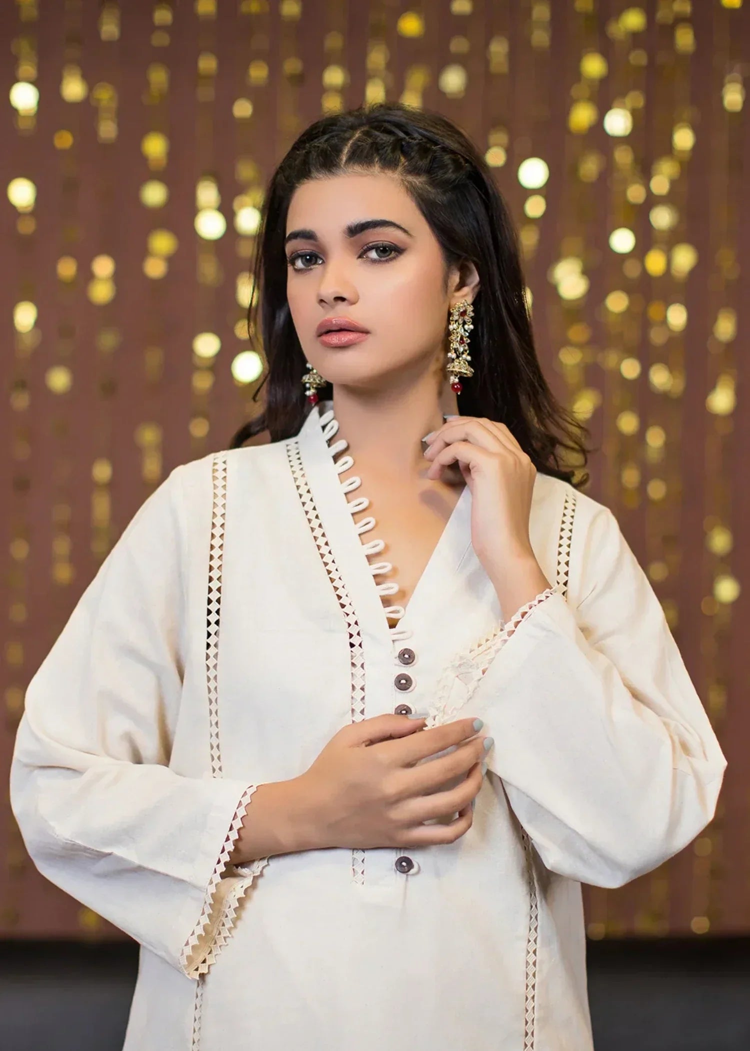 Urban Cut Cotton Embellished Kurta Women 1pcs