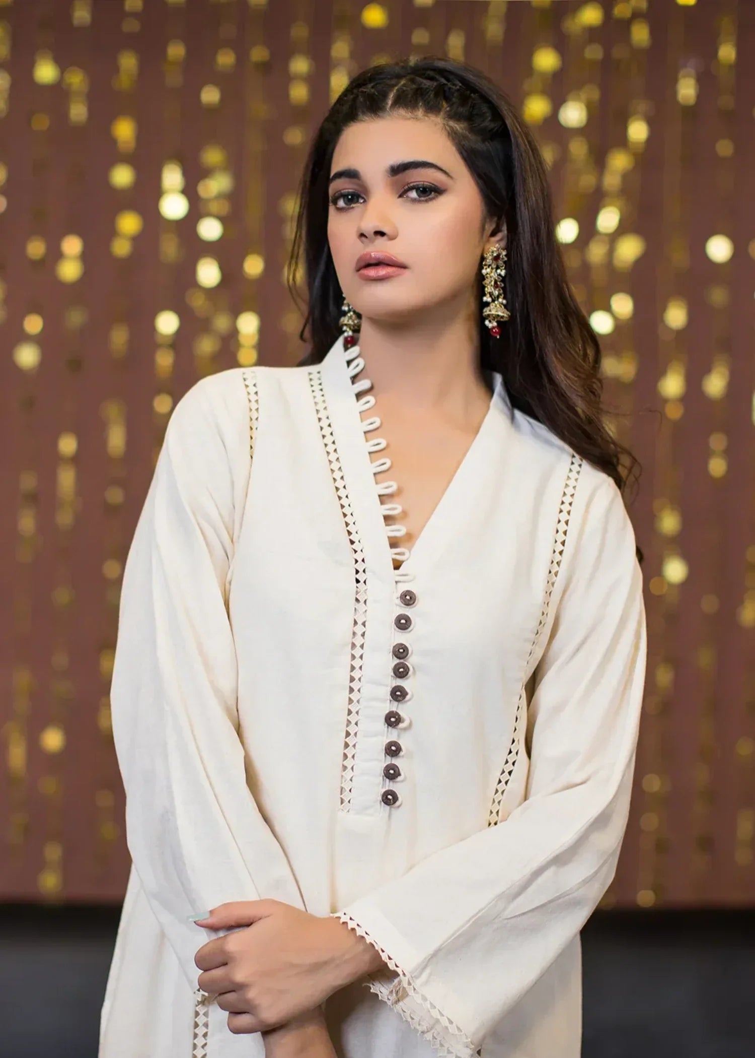 Urban Cut Cotton Embellished Kurta Women 1pcs