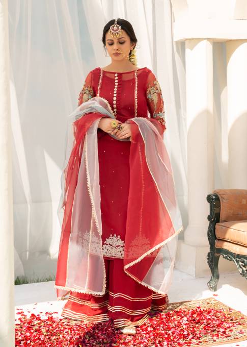 Hem Lotus Outfit Maroon Women 4pcs