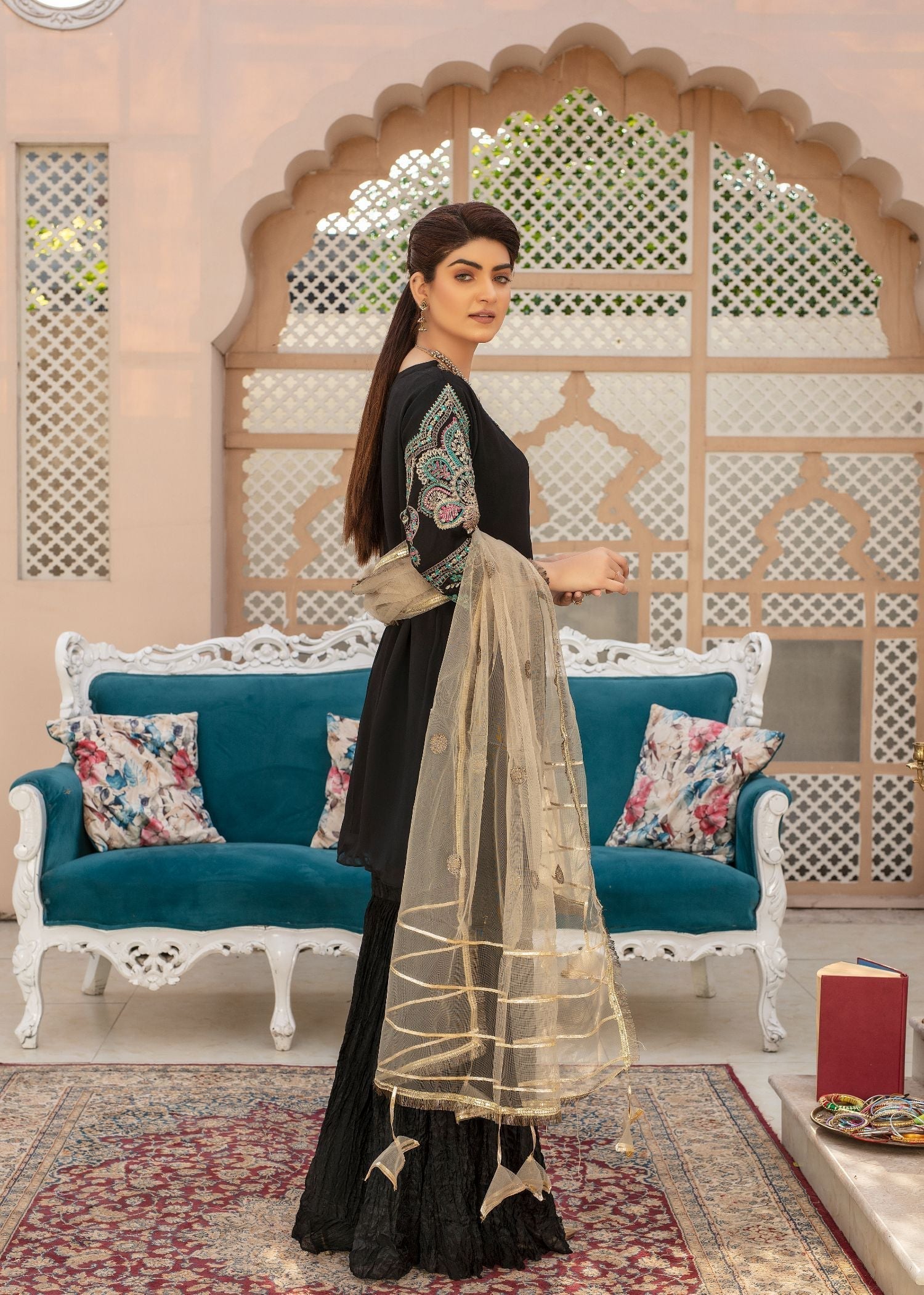 Pehnawa By Bin Akram’s RUBY REVIRE BLK CHIFFON Women 3pcs