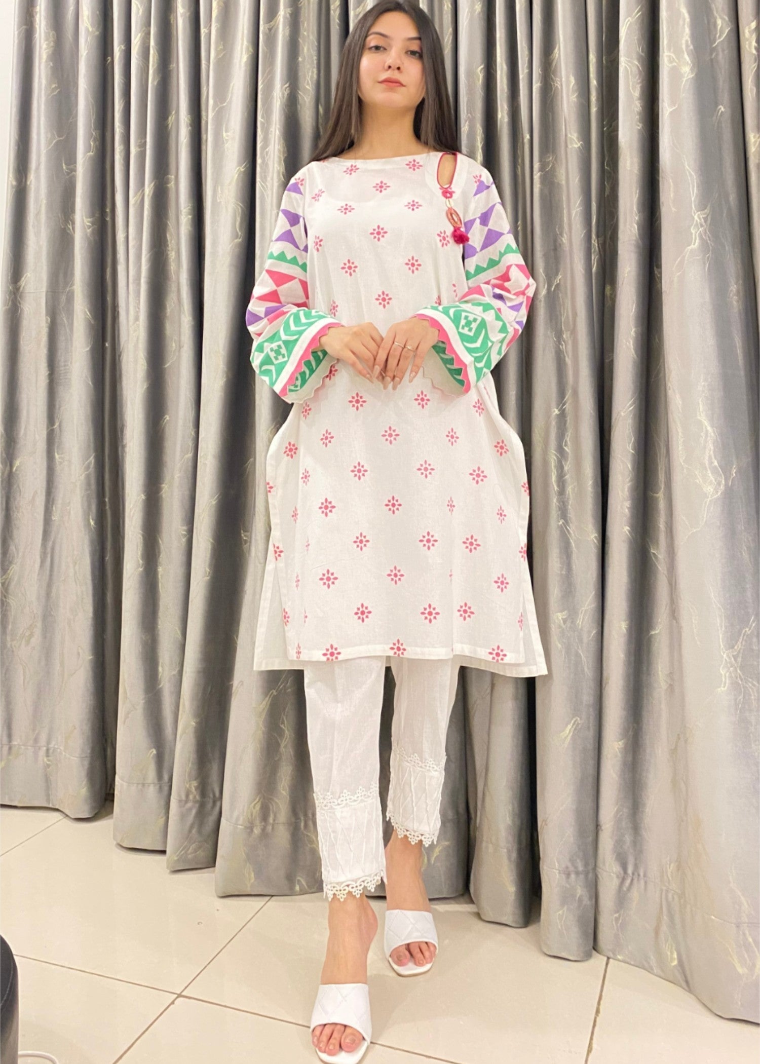 Urban Cut Stitched Cotton Printed Kurta Premium & Stylish Women 1pcs