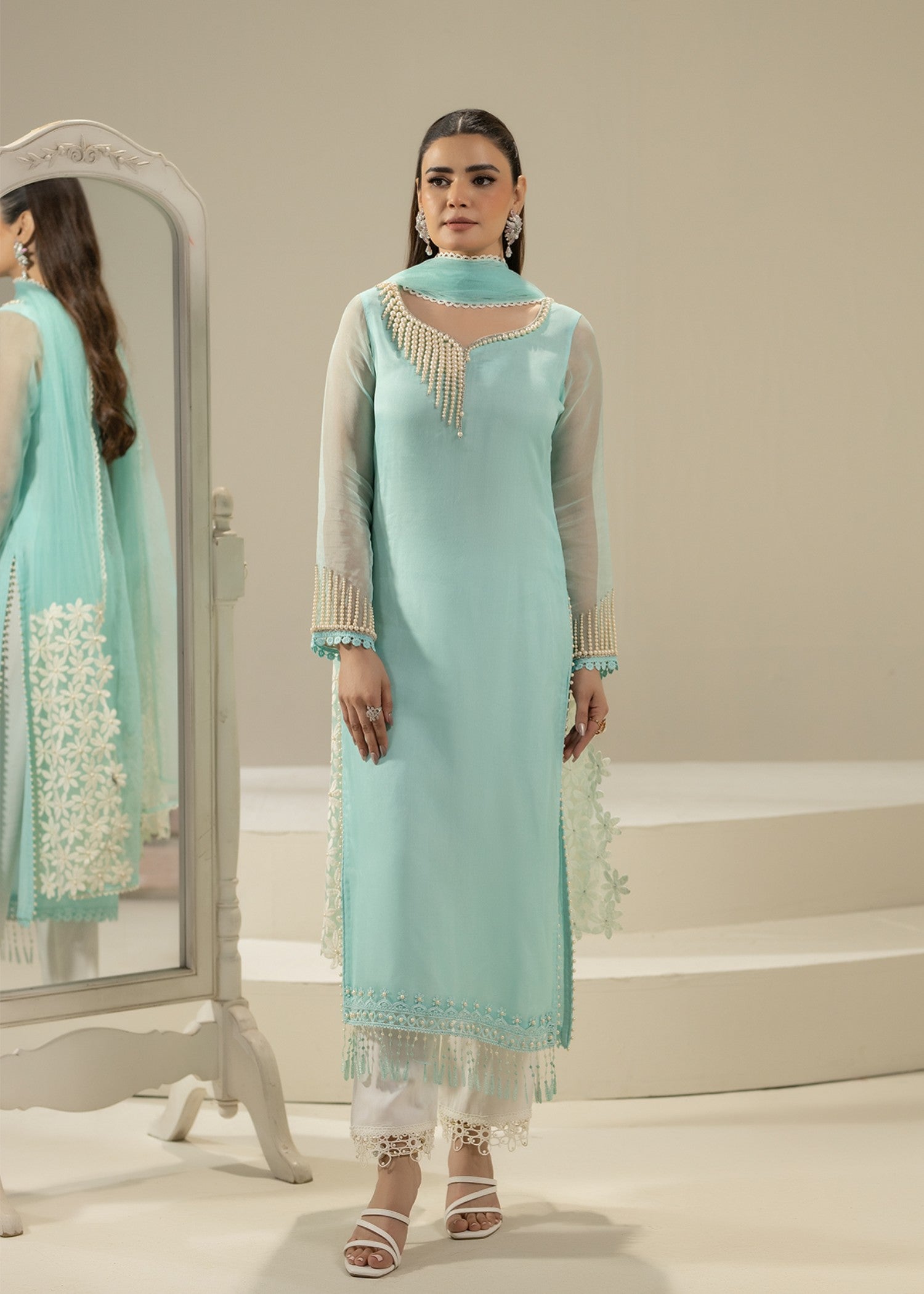 Khuda Baksh Creations Z 305 Cyan Women 4pcs