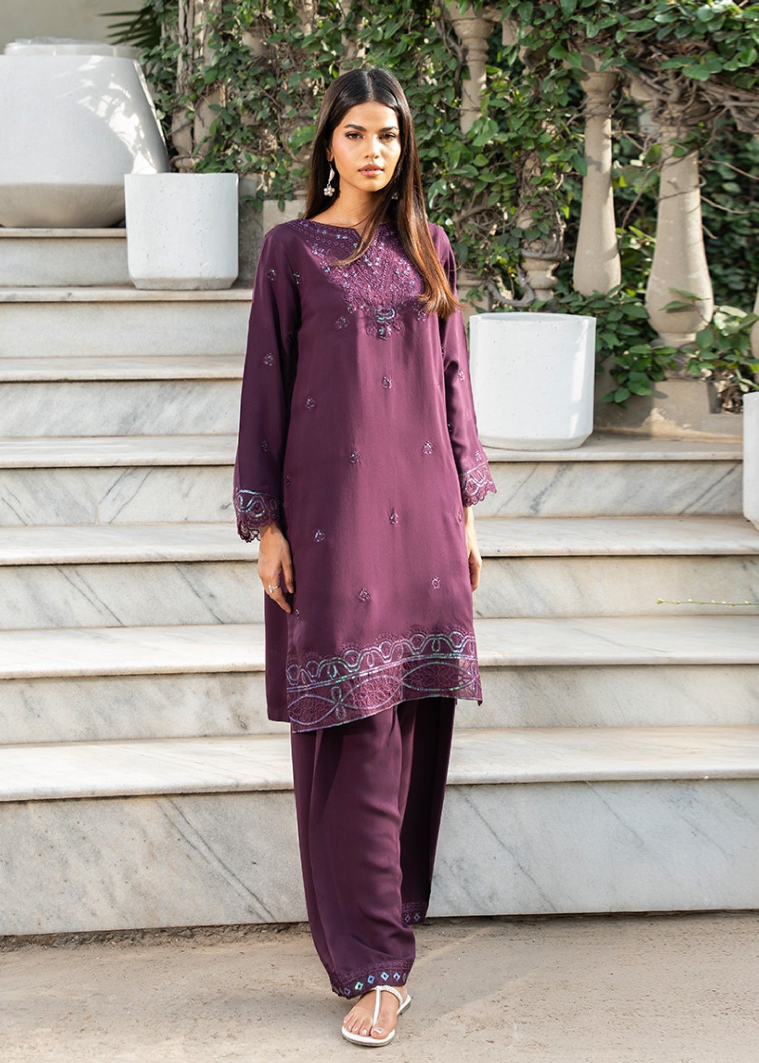 Kross Kulture Embroidered Viscose Suit Women 2pcs