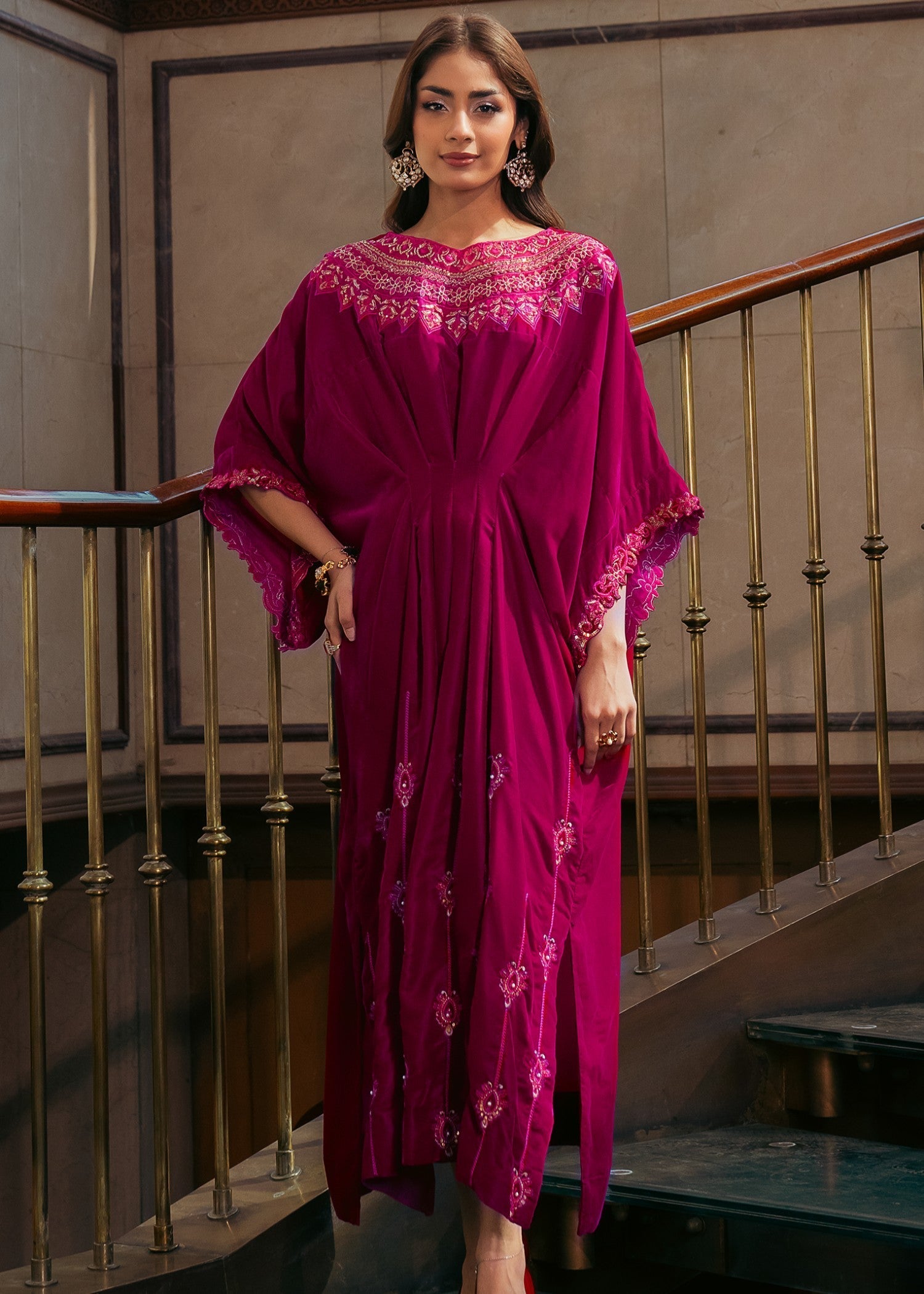 Kross Kulture Kaftan Embroidered Velvet 1184 Women 1pcs