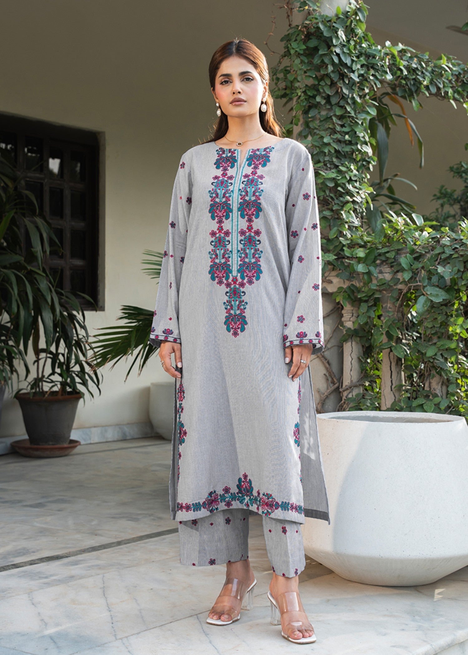 Kross Kulture Embroidered Striped Lawn Cotton Suit Women 2pcs