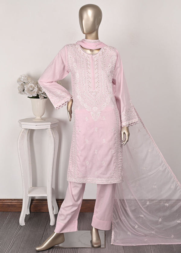 Khombi Delicate BZ 151 Baby Pink Cotton Embroidered Dress Women 3pcs