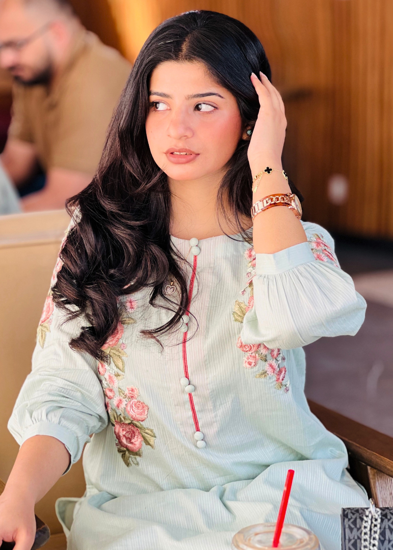 Haya'S Creation Embroidered Pistachio Green Doria Lawn Dress with Farshi Shalwar Women 2pcs