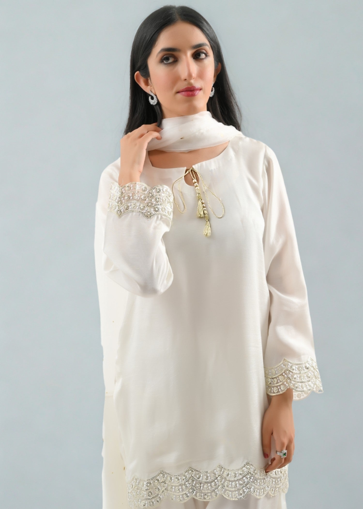 Ray Online Store White Elegance Mukesh Farshi Set Women 4pcs