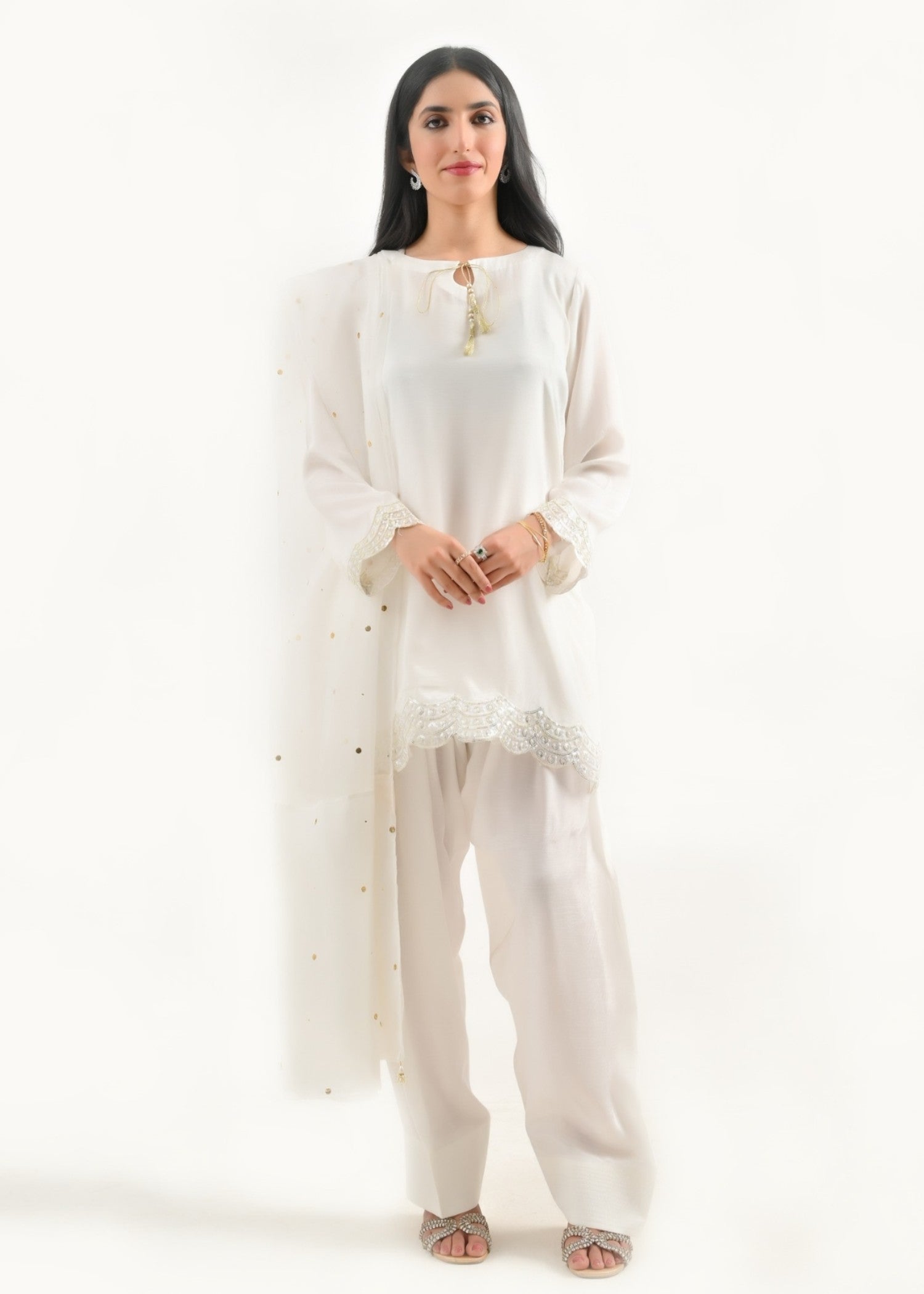 Ray Online Store White Elegance Mukesh Farshi Set Women 4pcs