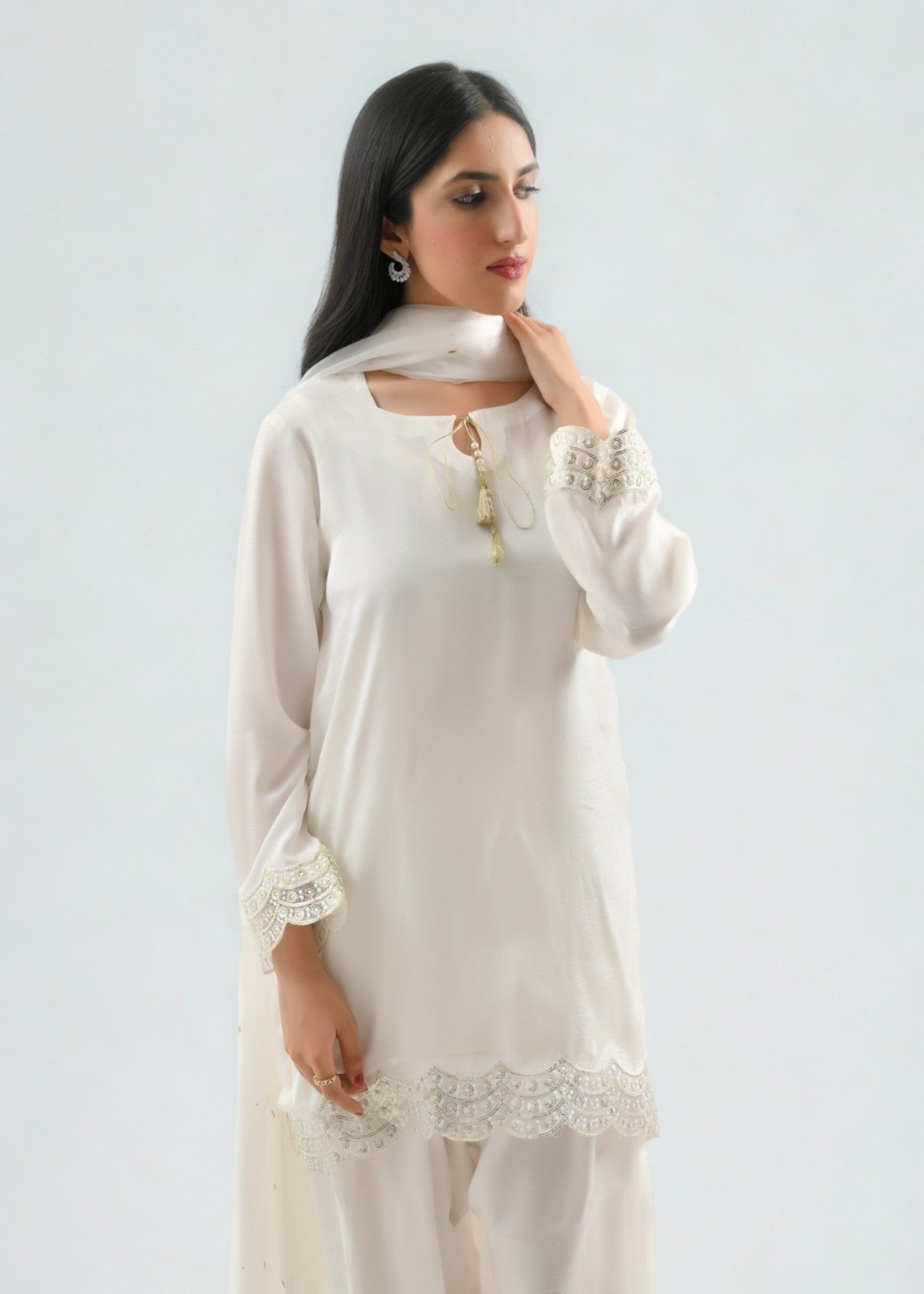 Ray Online Store White Elegance Mukesh Farshi Set Women 4pcs