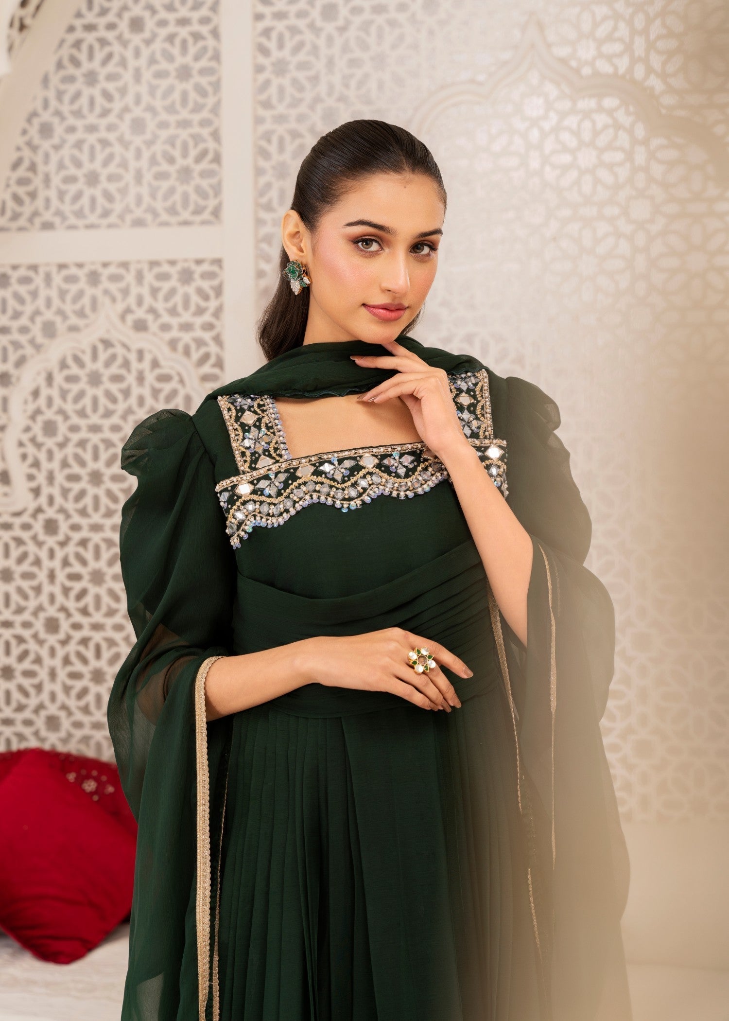 Miss & Mrs Bottle green mirror Women 3pcs