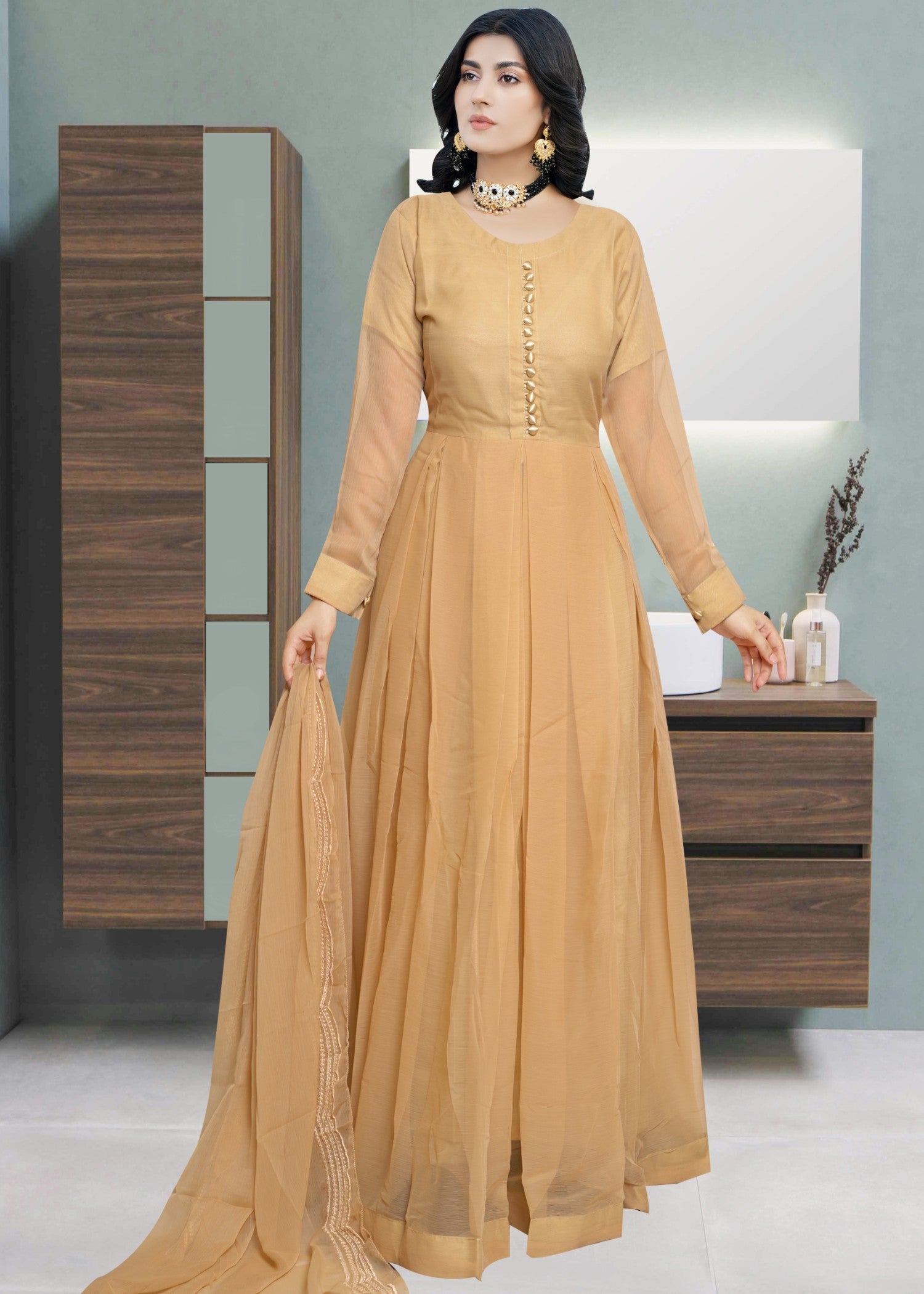 Miss & Mrs Chiffon sada skin Women 3pcs