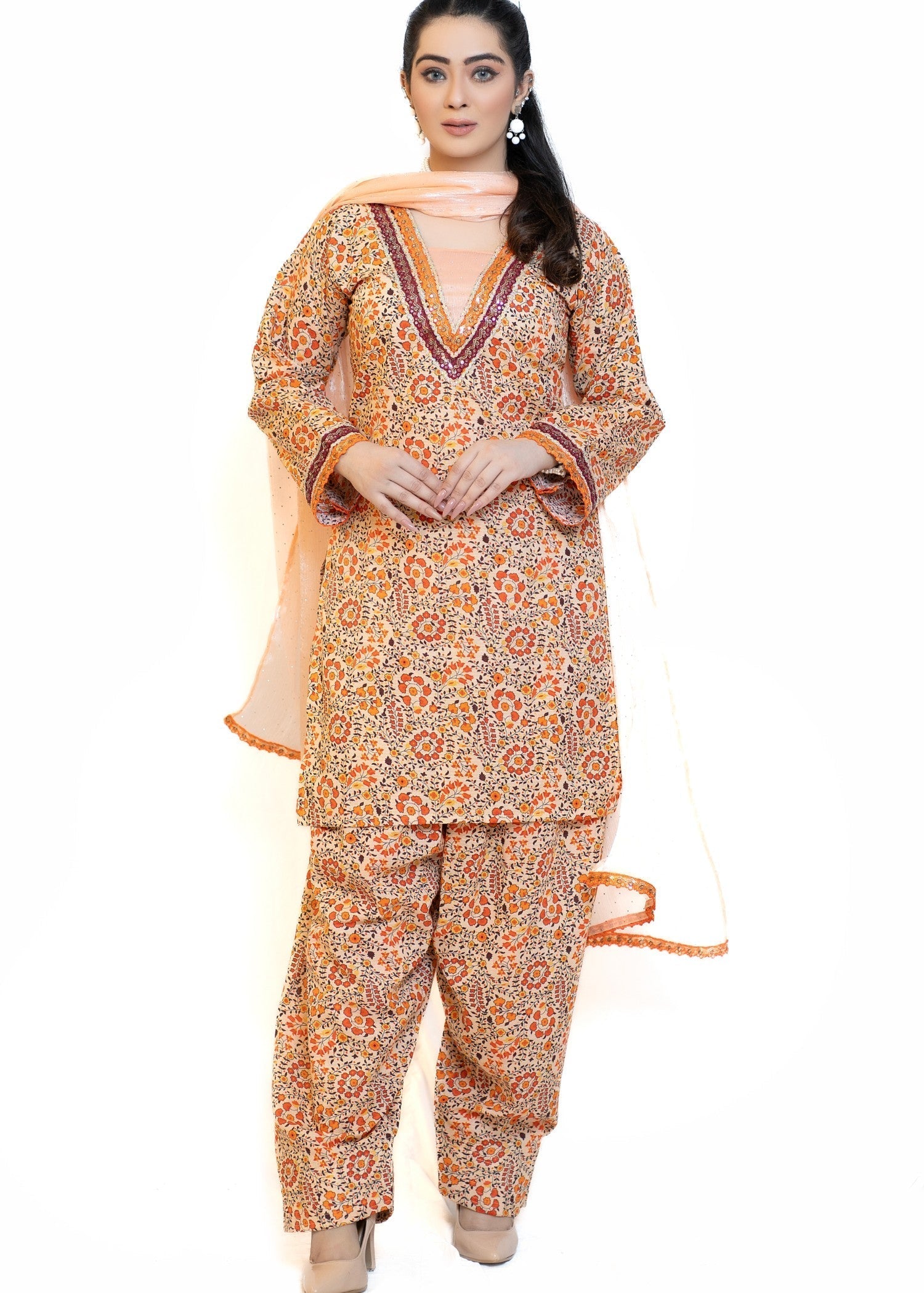 Miss & Mrs Cotton f oringe red Women 3pcs