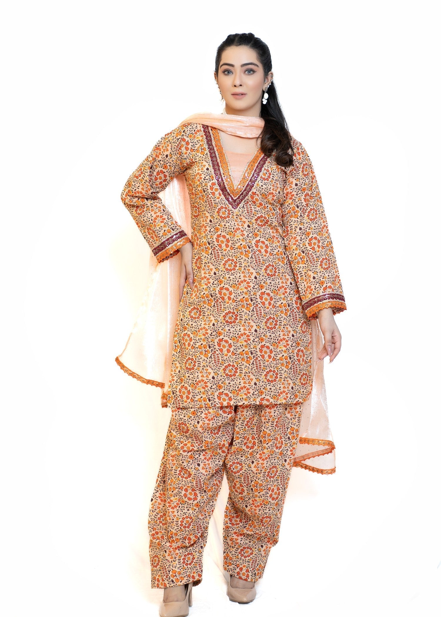 Miss & Mrs Cotton f oringe red Women 3pcs