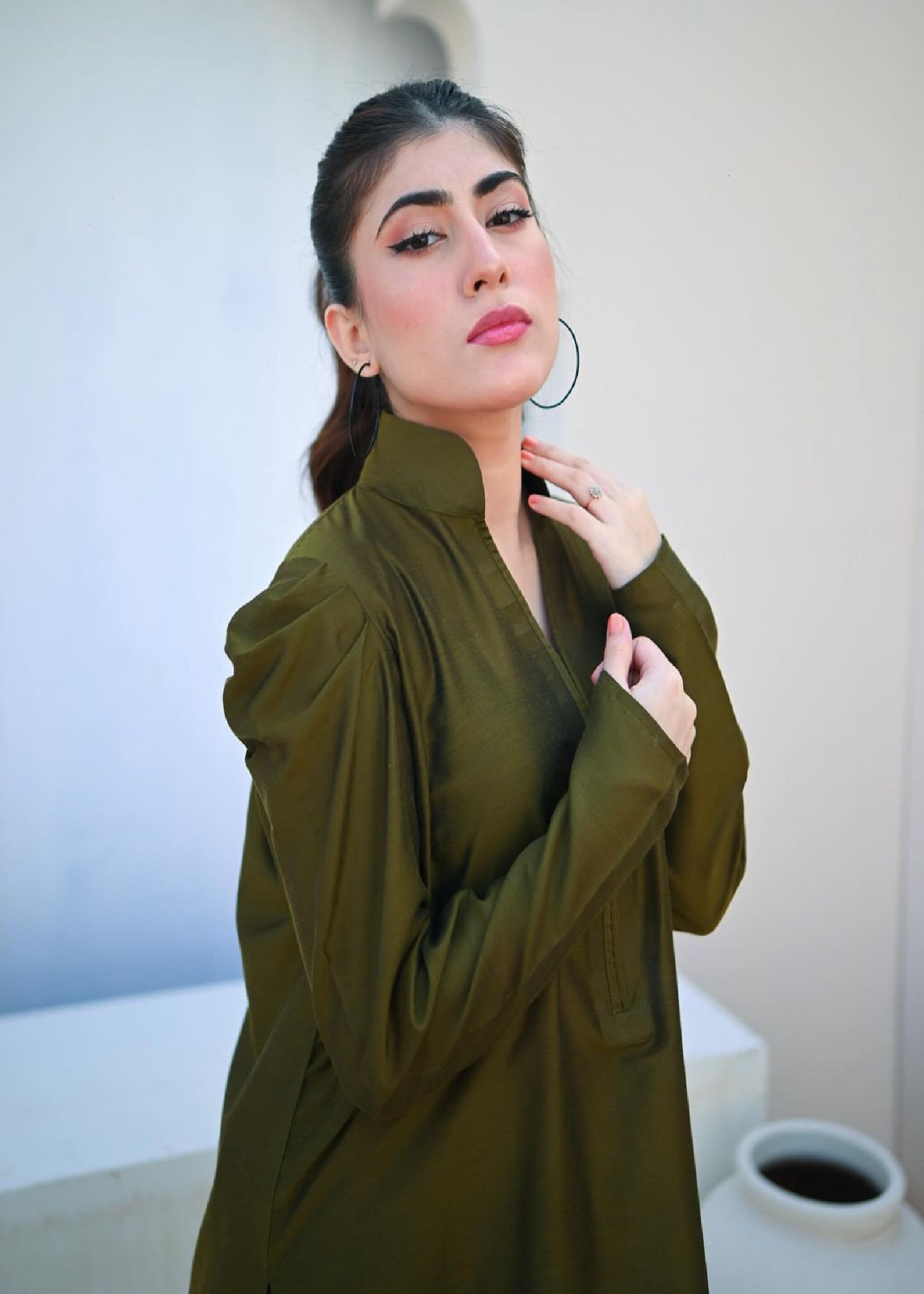 Zauk Moss Green Two Piece Dress Women 2pcs