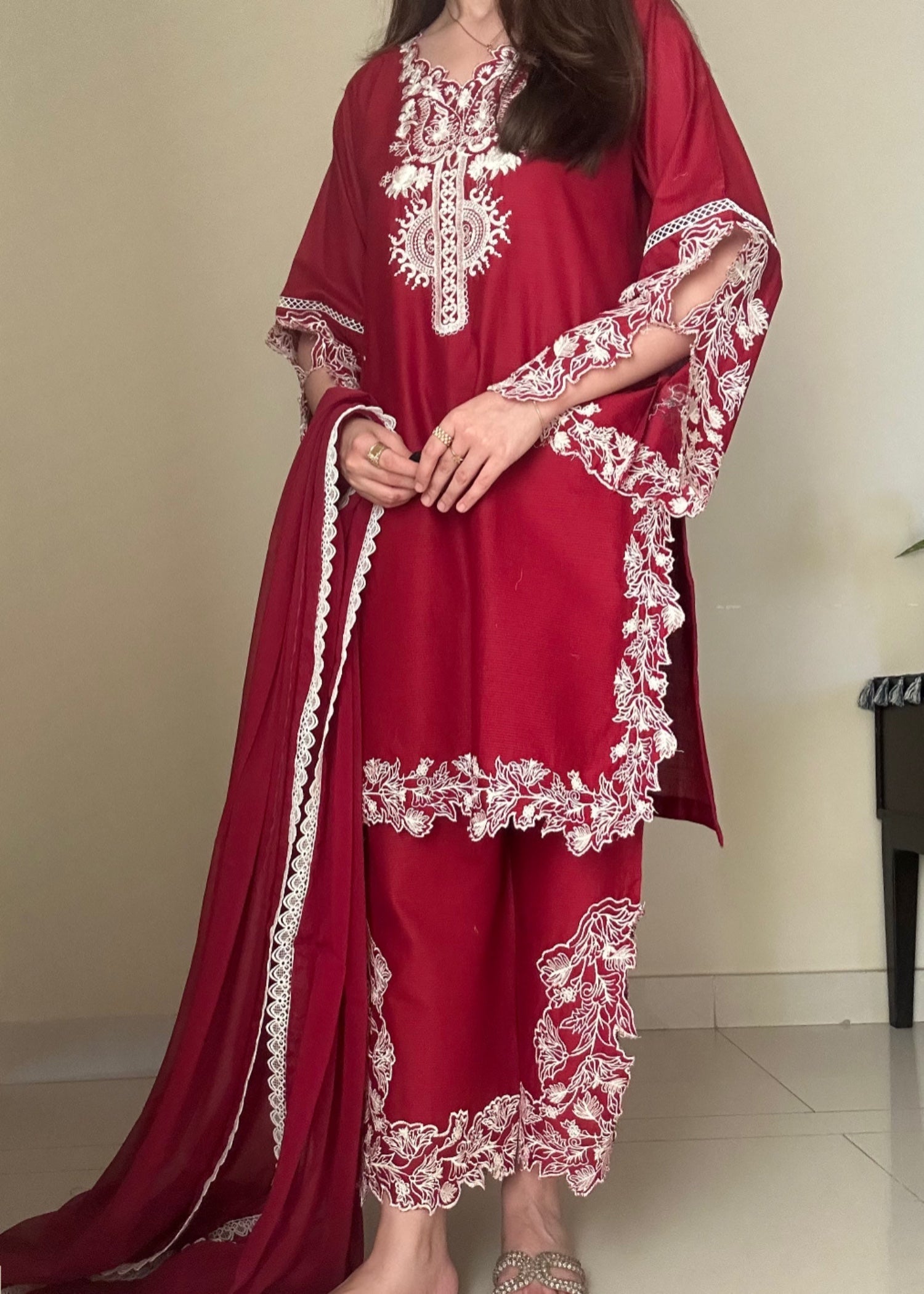 Ayesha B maroon (mustafa) Women 3pcs