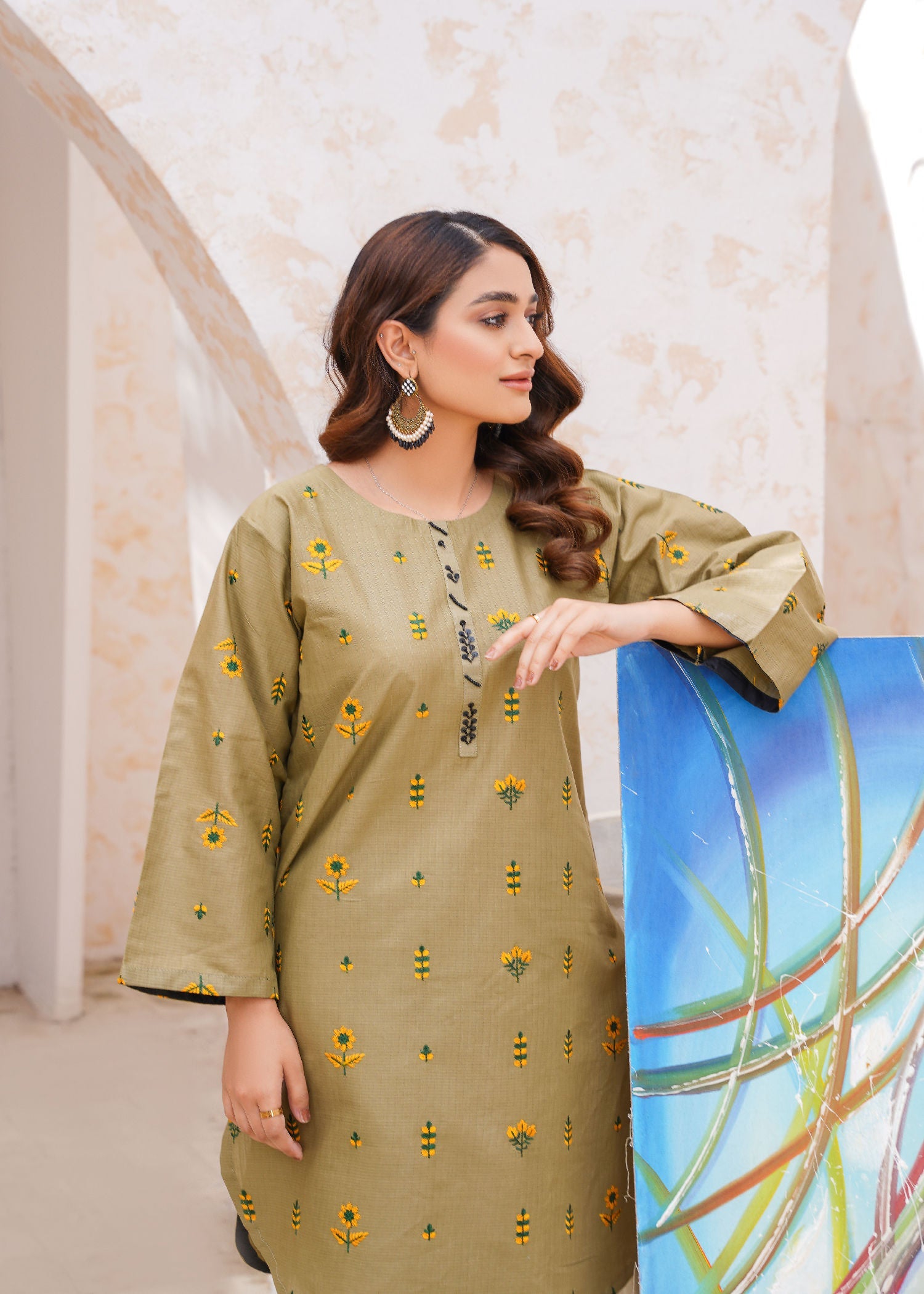 Rang Riwaj Oobi stitched embroidered kurti Women 2pcs