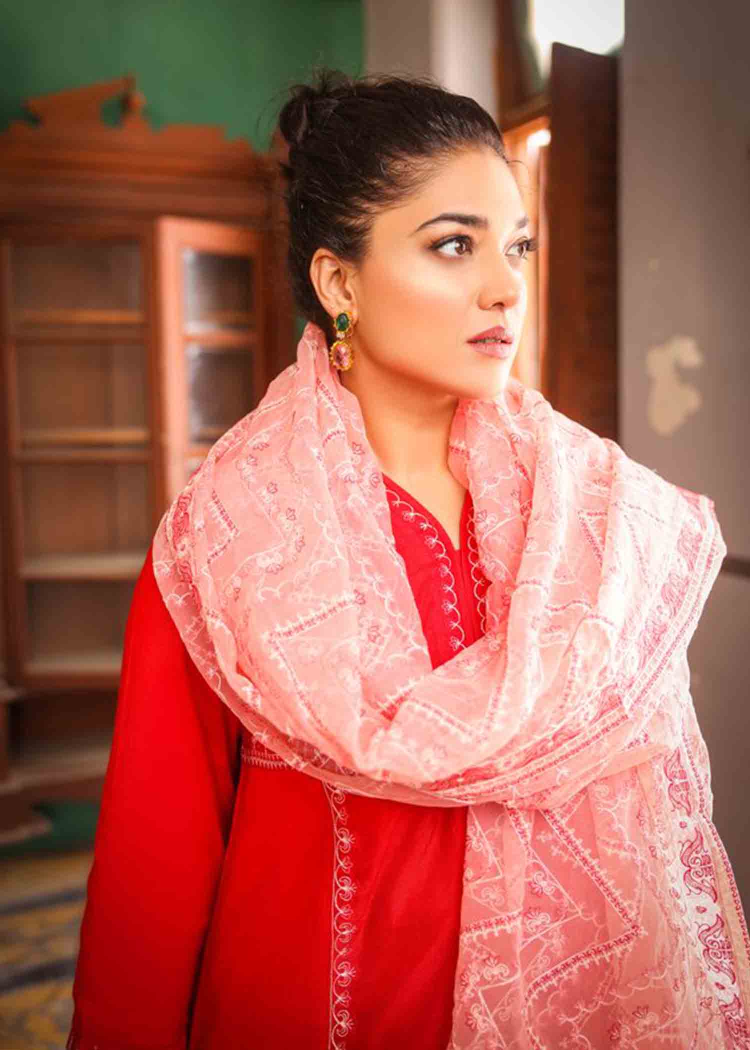 Anum Jung RED COTTON SILK EMB 206 Women 3pcs