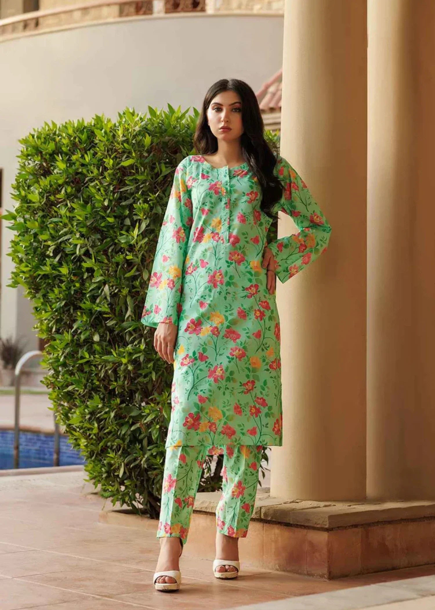 Zarasi Hibiscus Stitched Lawn Suit | Timeless Bloom Women 2pcs