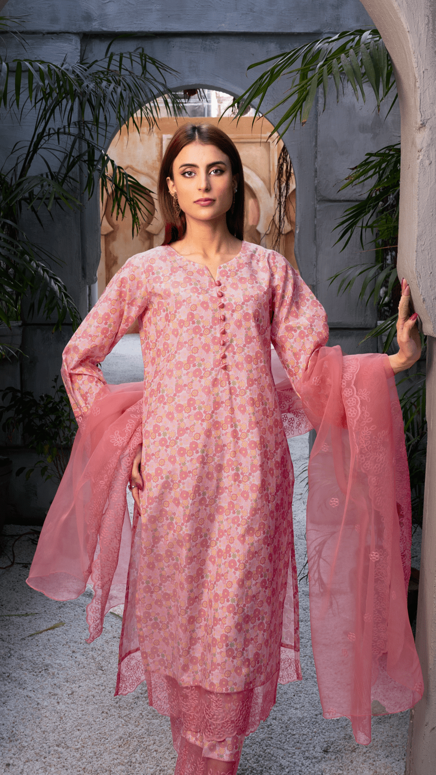 Naaz Couture Pink Printed Raw Silk Suit Women 3pcs