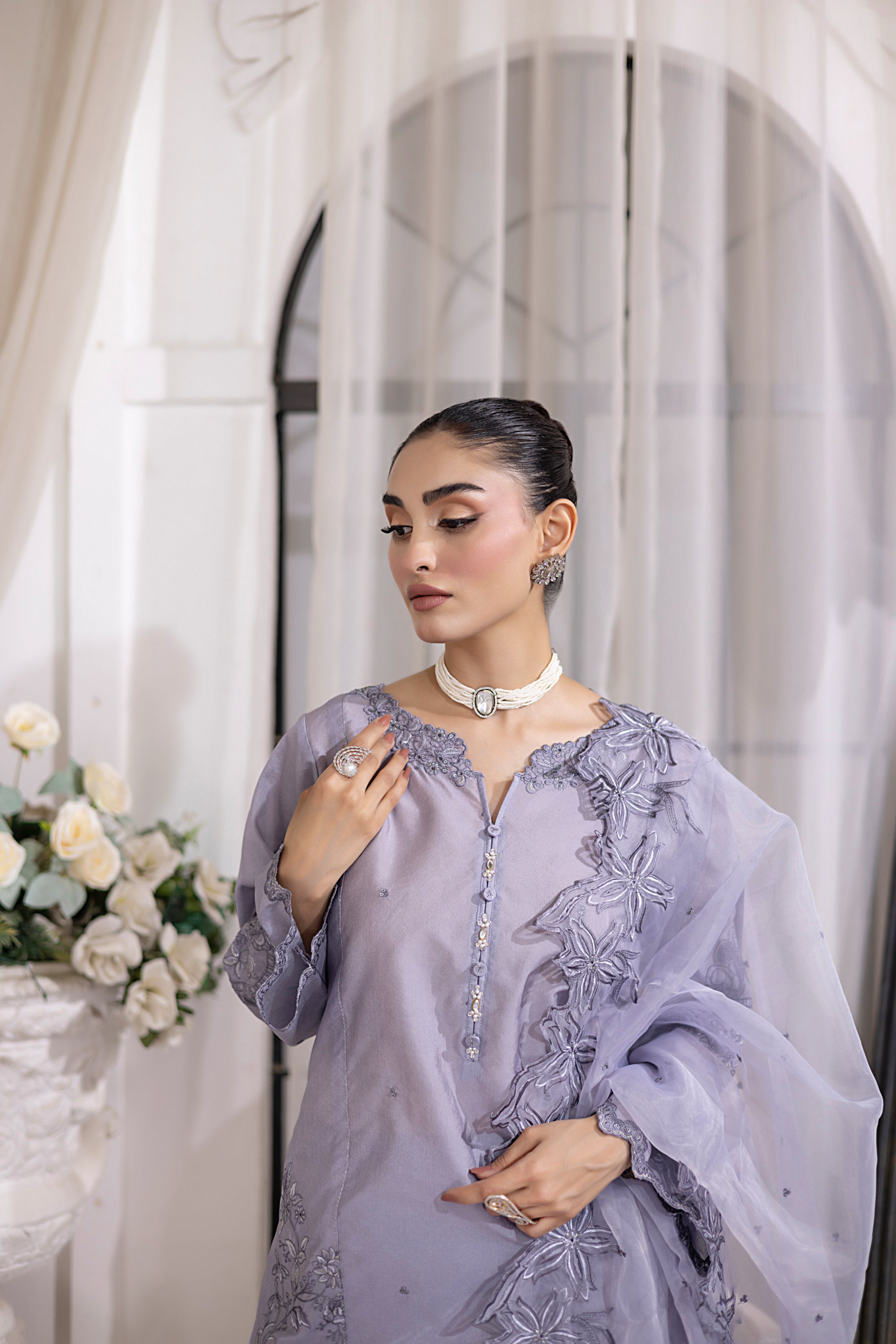 Lakhany Ready to wear Embroidered Raw Silk With Embroidered Organza Dupatta Women 3pcs