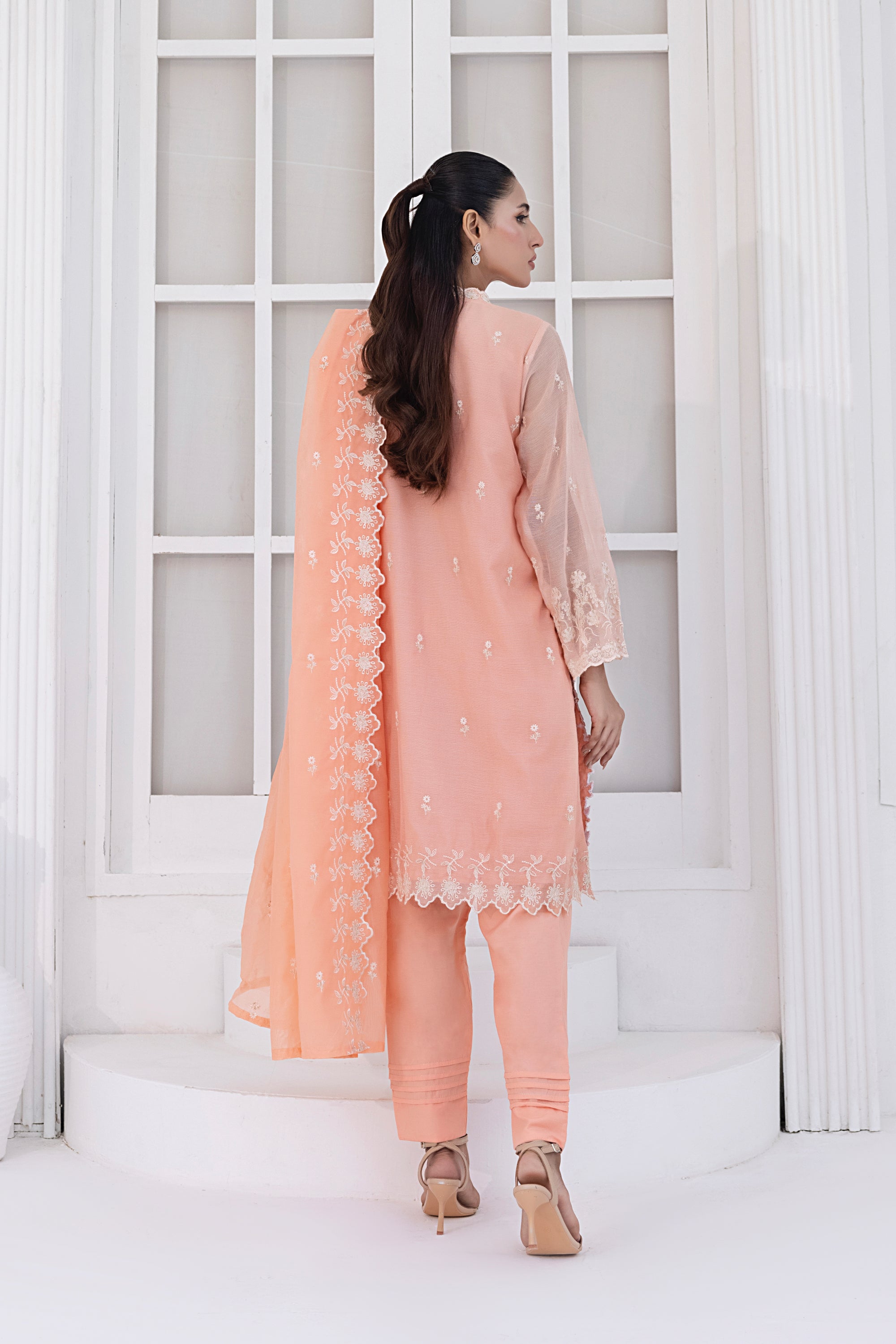 Lakhany Ready To Wear Embroidered Khaddi Net With Embroidered Fancy Net Dupatta Women 3pcs