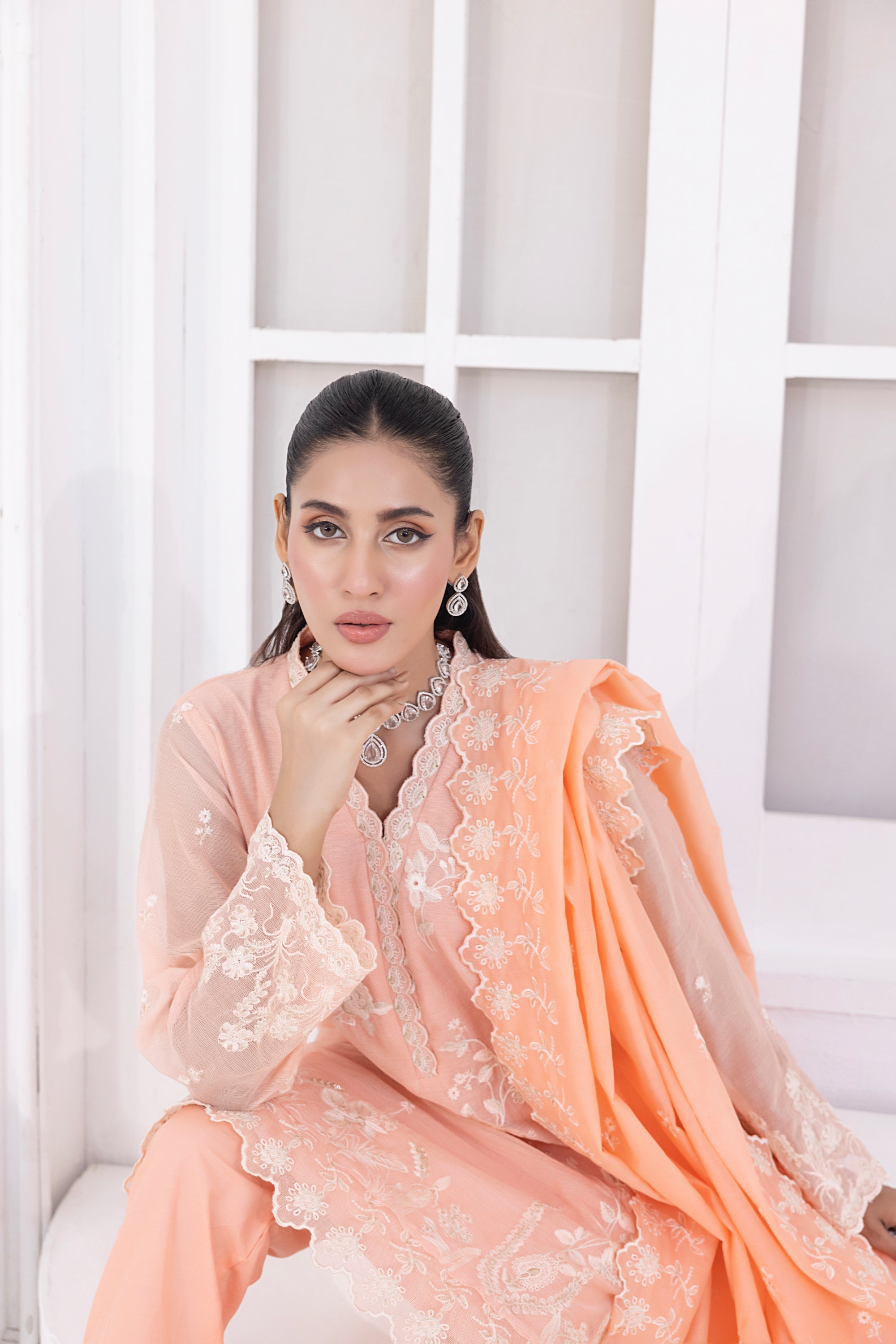 Lakhany Ready To Wear Embroidered Khaddi Net With Embroidered Fancy Net Dupatta Women 3pcs