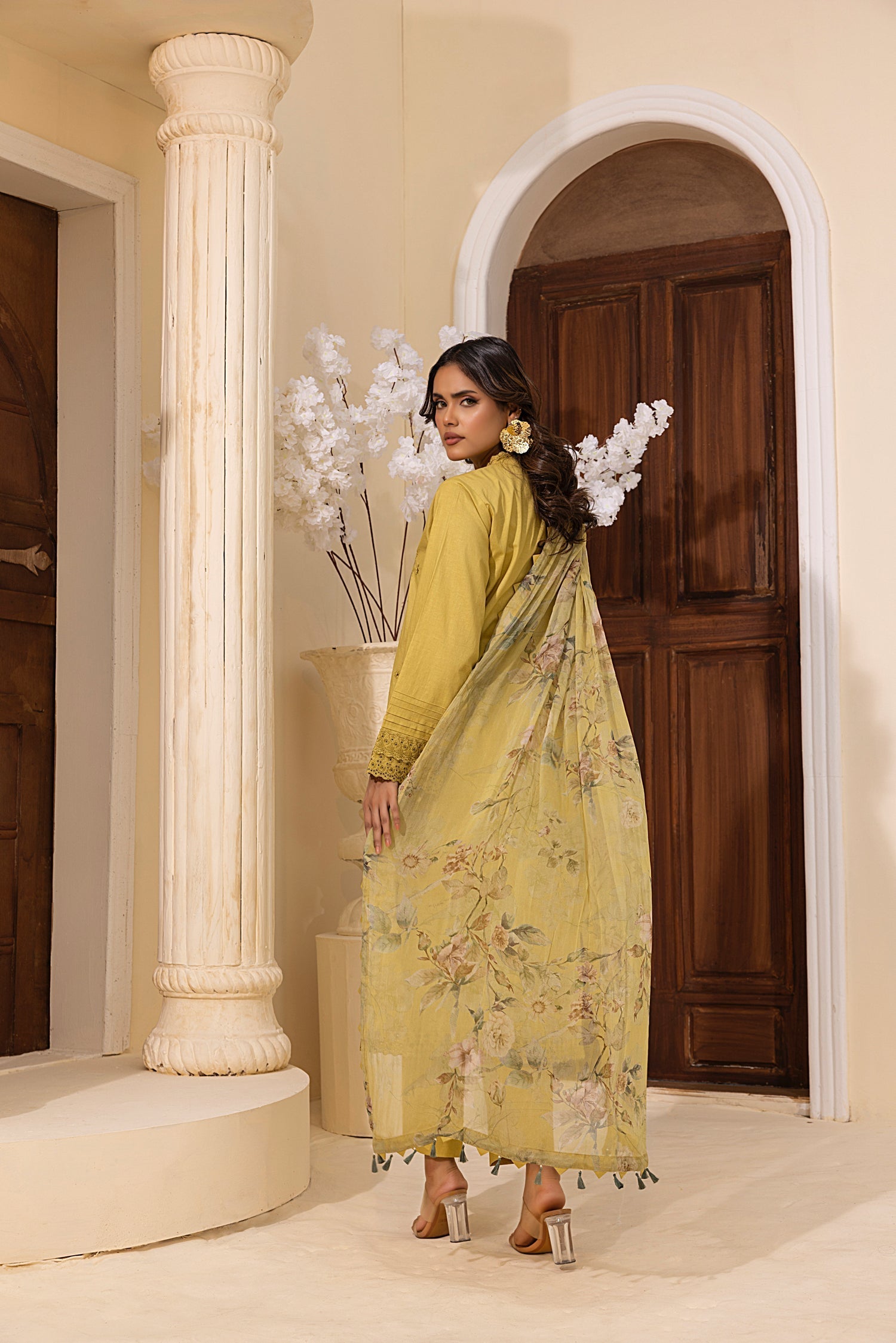 Lakhany Stitched Embroidered with Printed Chiffon Dupatta Women 3pcs