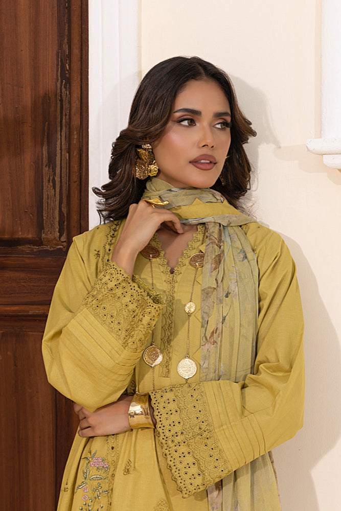 Lakhany Stitched Embroidered with Printed Chiffon Dupatta Women 3pcs