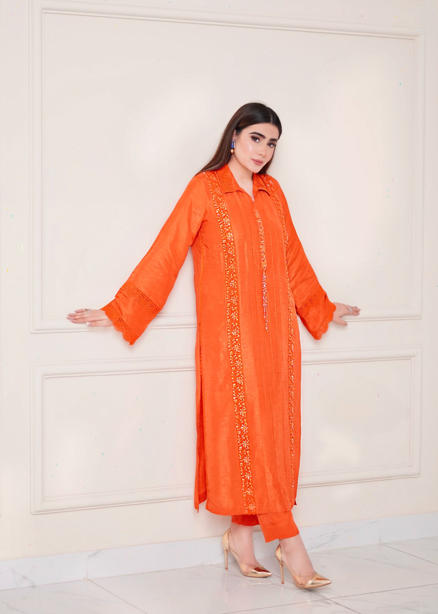Maroon By Iqra Chaudhry Pumpkin Orange Women 3pcs