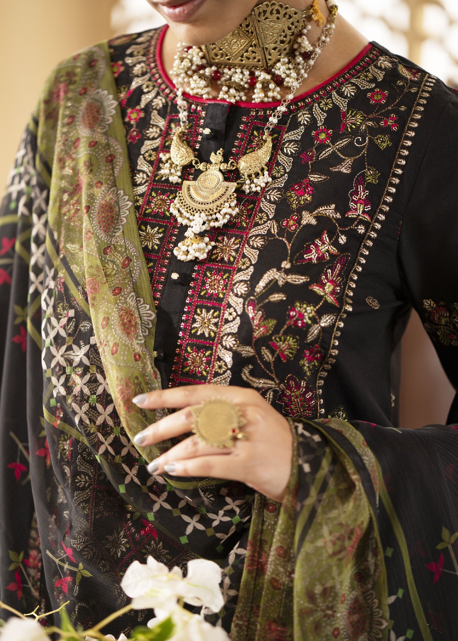 Decor Fashion Mashriq Black and Green Women 3pcs