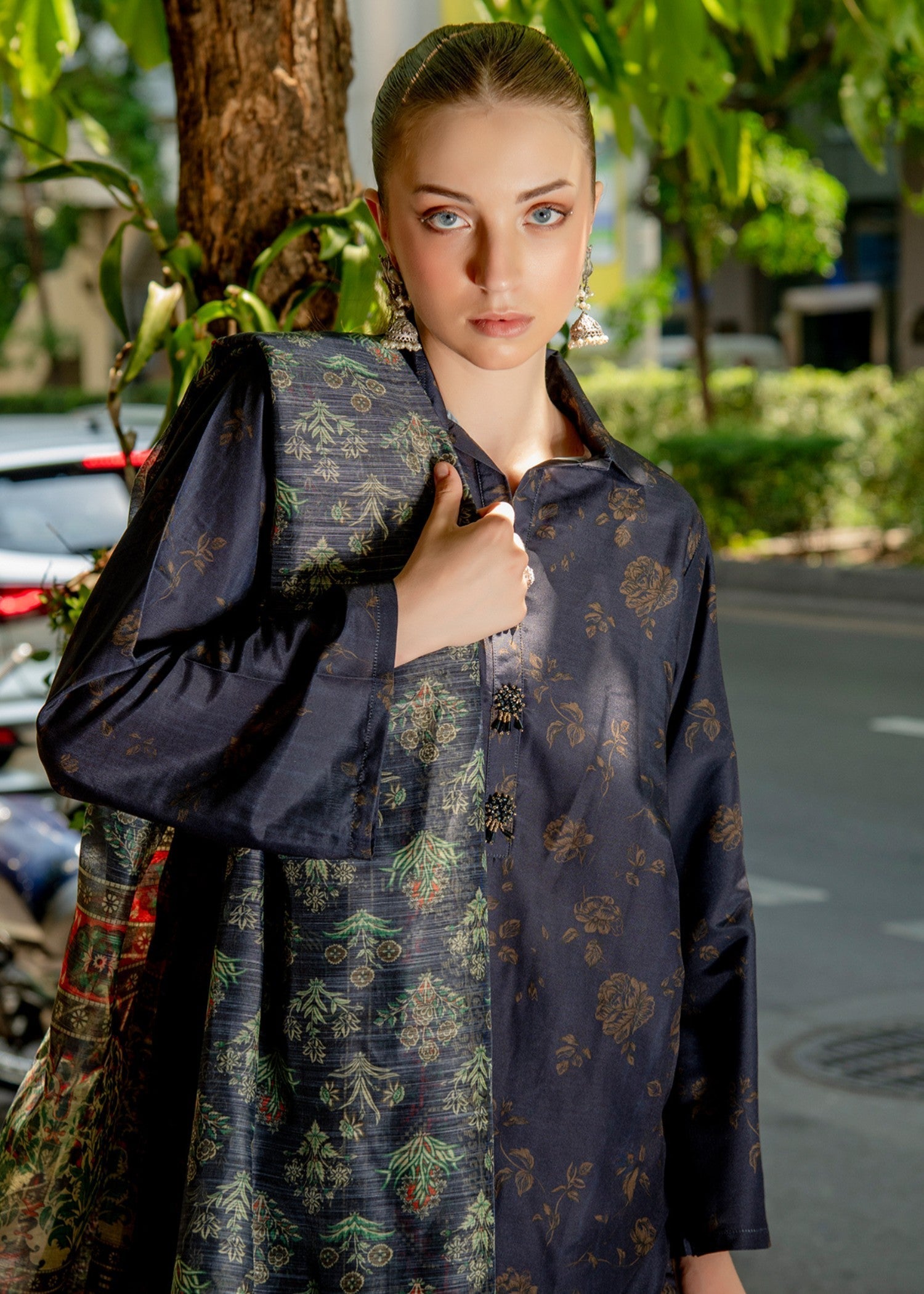 By-East Lawn Suit Printed (BLU) Women 3pcs