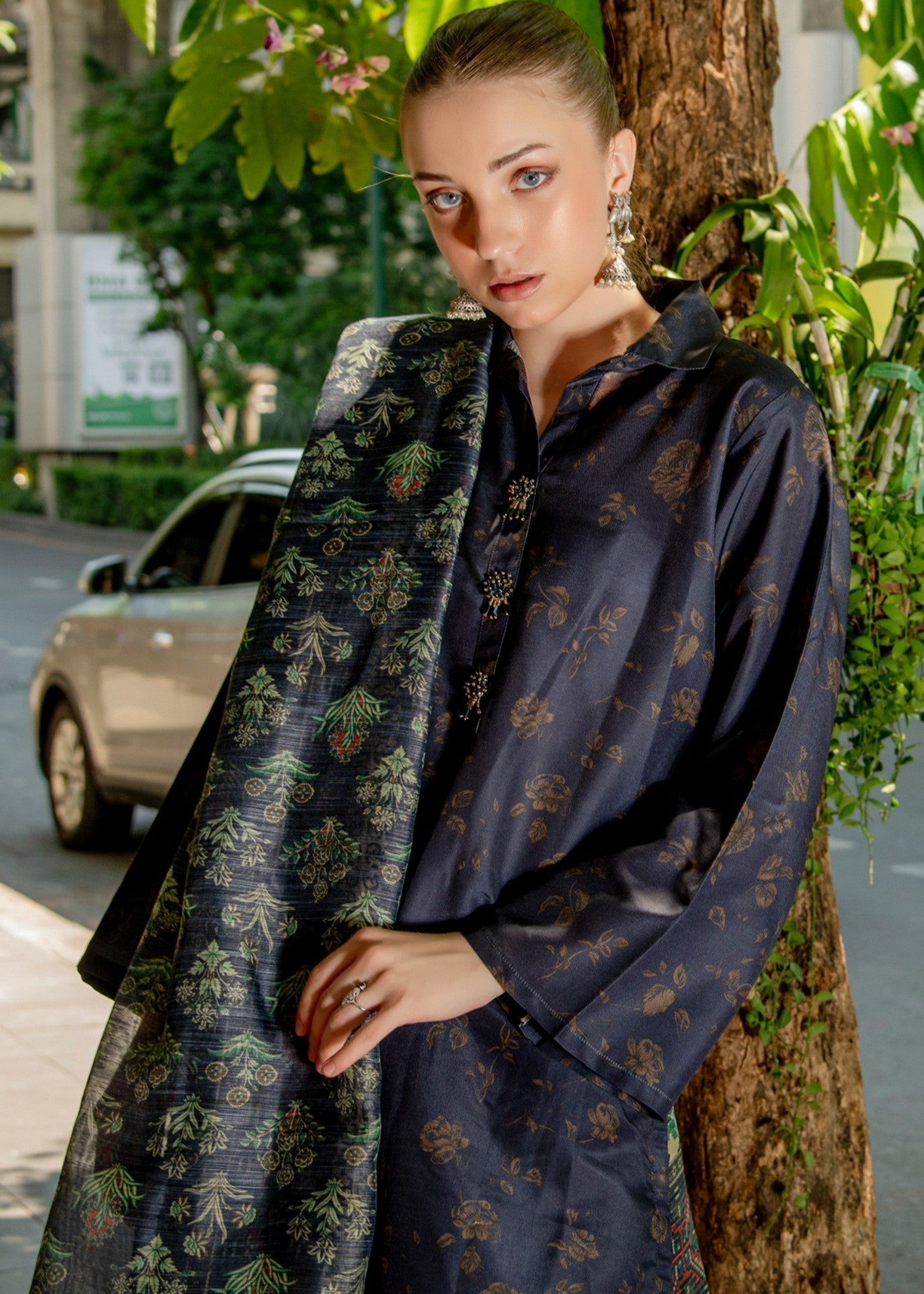 By-East Lawn Suit Printed (BLU) Women 3pcs
