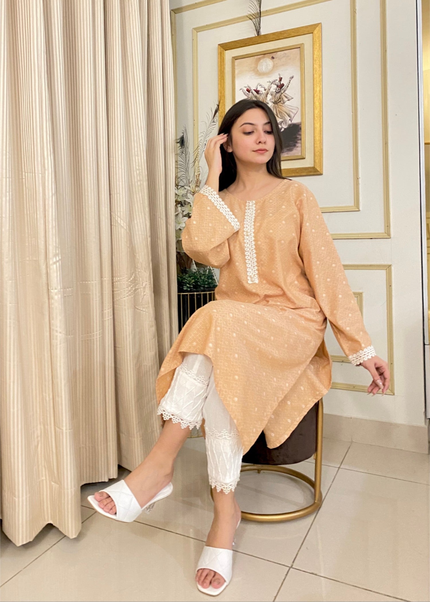 Urban Cut Premium Fabric Yarn Dyed Stitched Shirt Women 1pcs