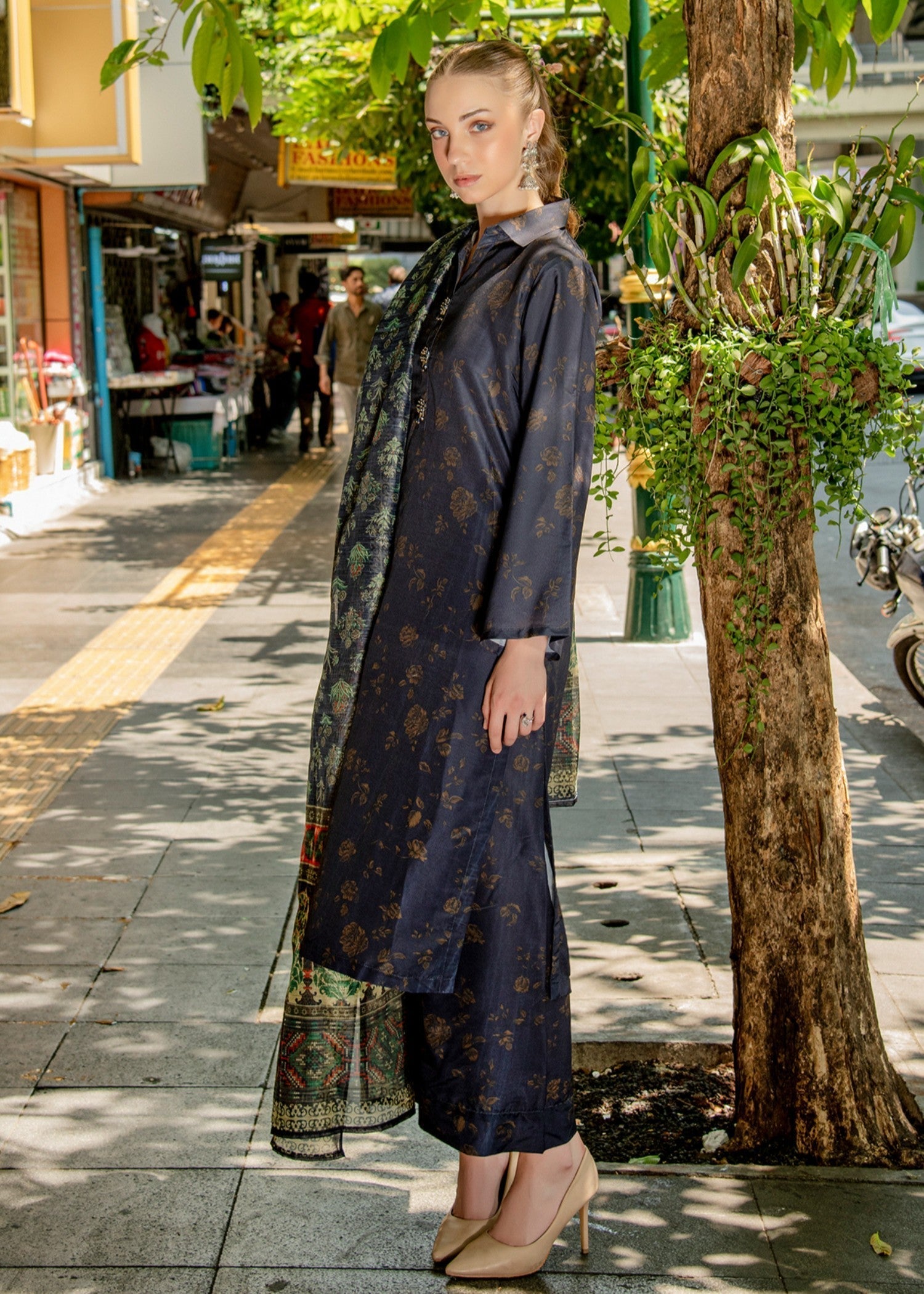 By-East Lawn Suit Printed (BLU) Women 3pcs